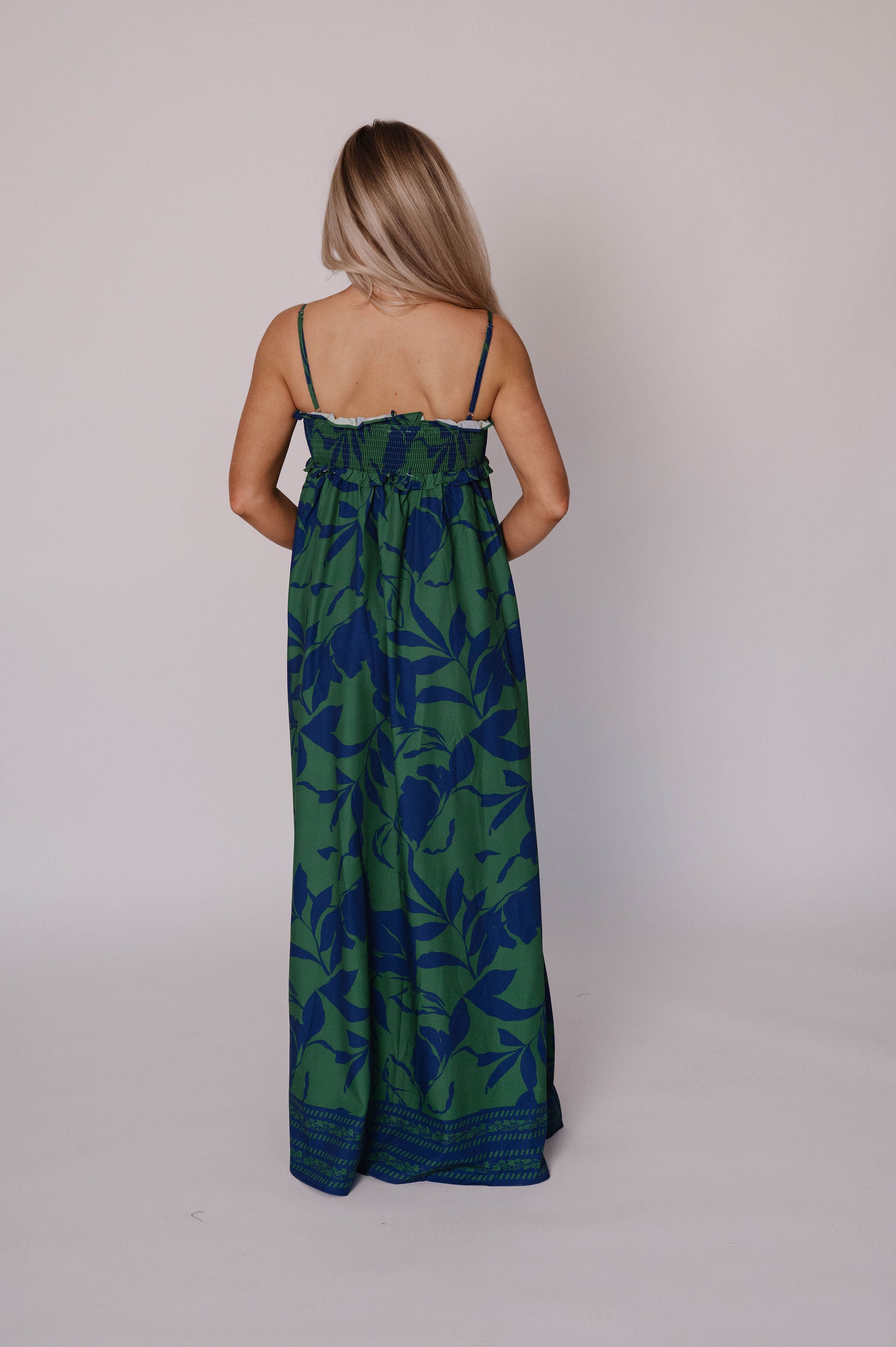 Coraline Floral Maxi Dress-Green/Blue