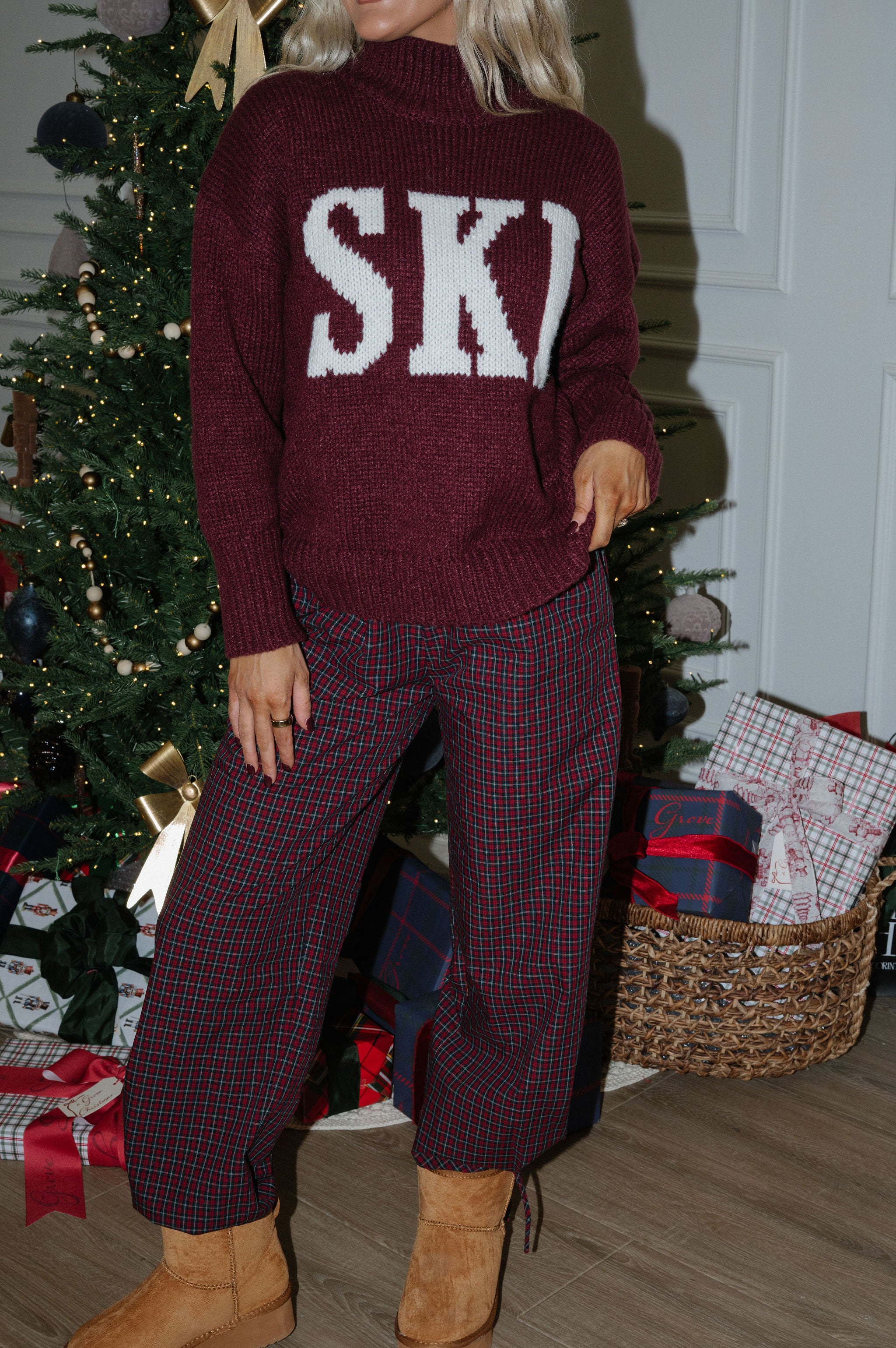 Plaid Lounge Pants-Red