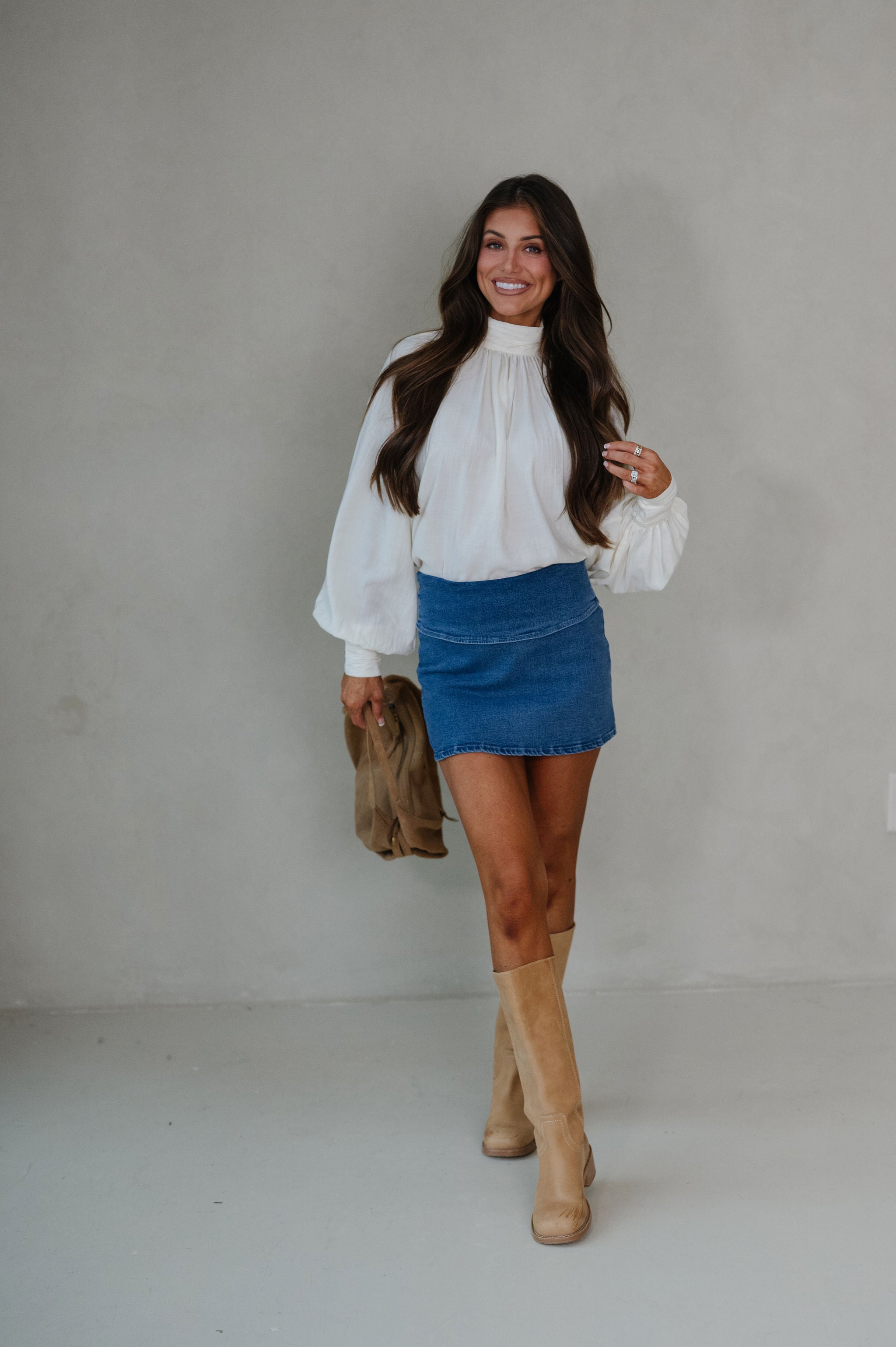 Mal Mock Neck Blouse-Cream