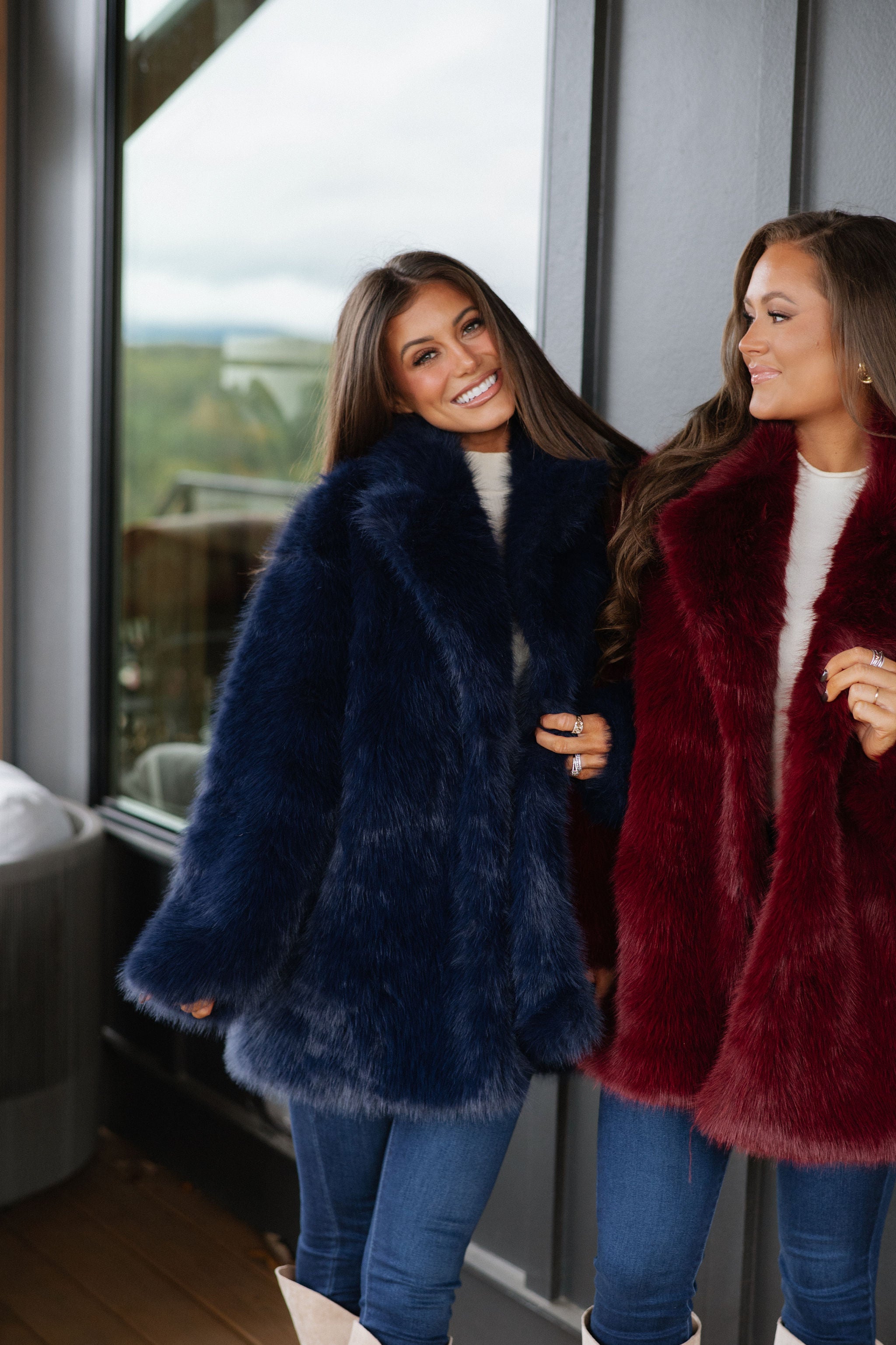 Josephine Faux Fur Coat-Wine