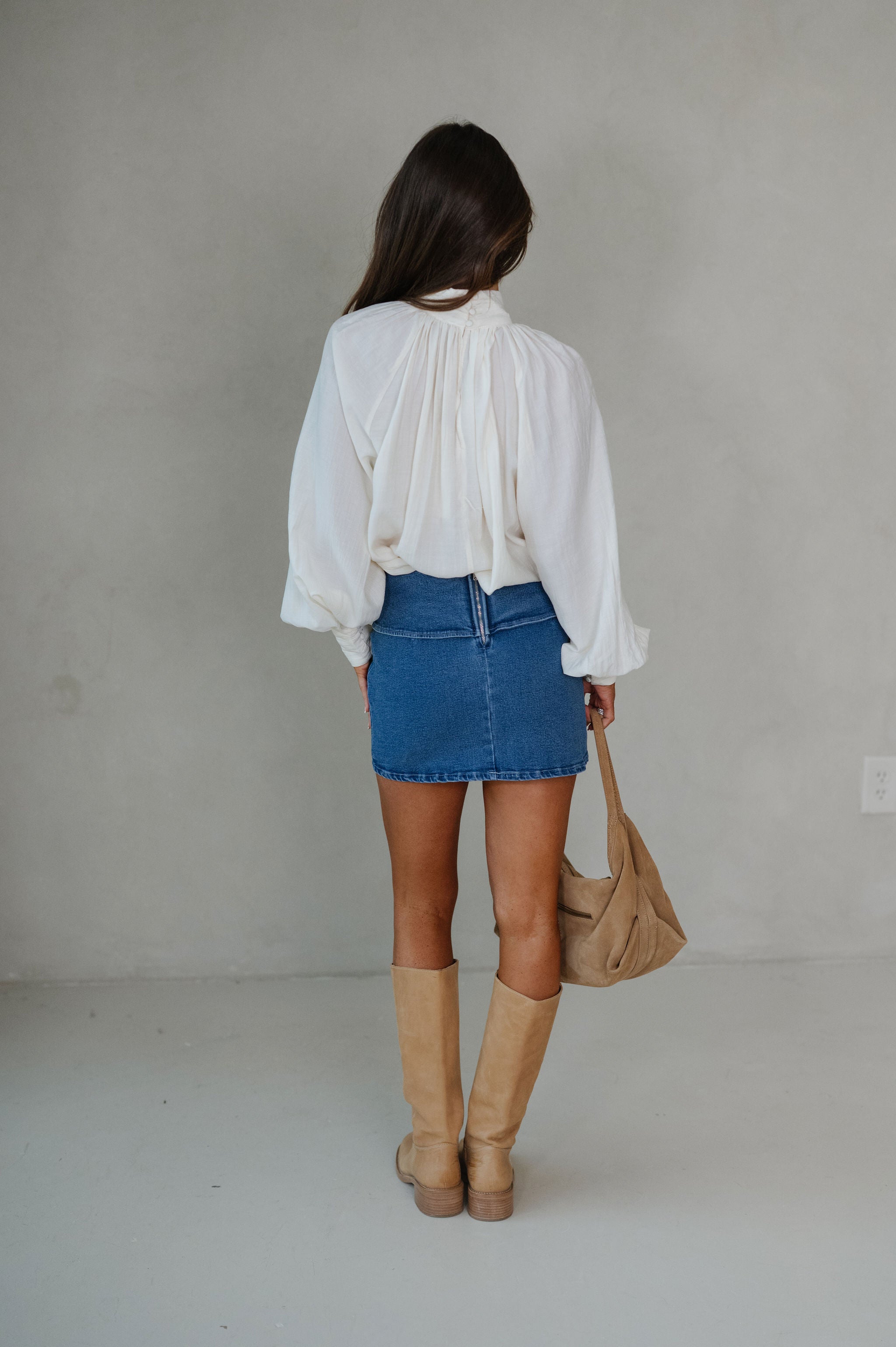 Mal Mock Neck Blouse-Cream