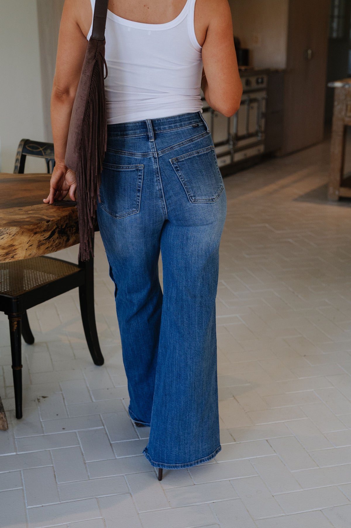 Abby Snap Button Wide Leg Jeans