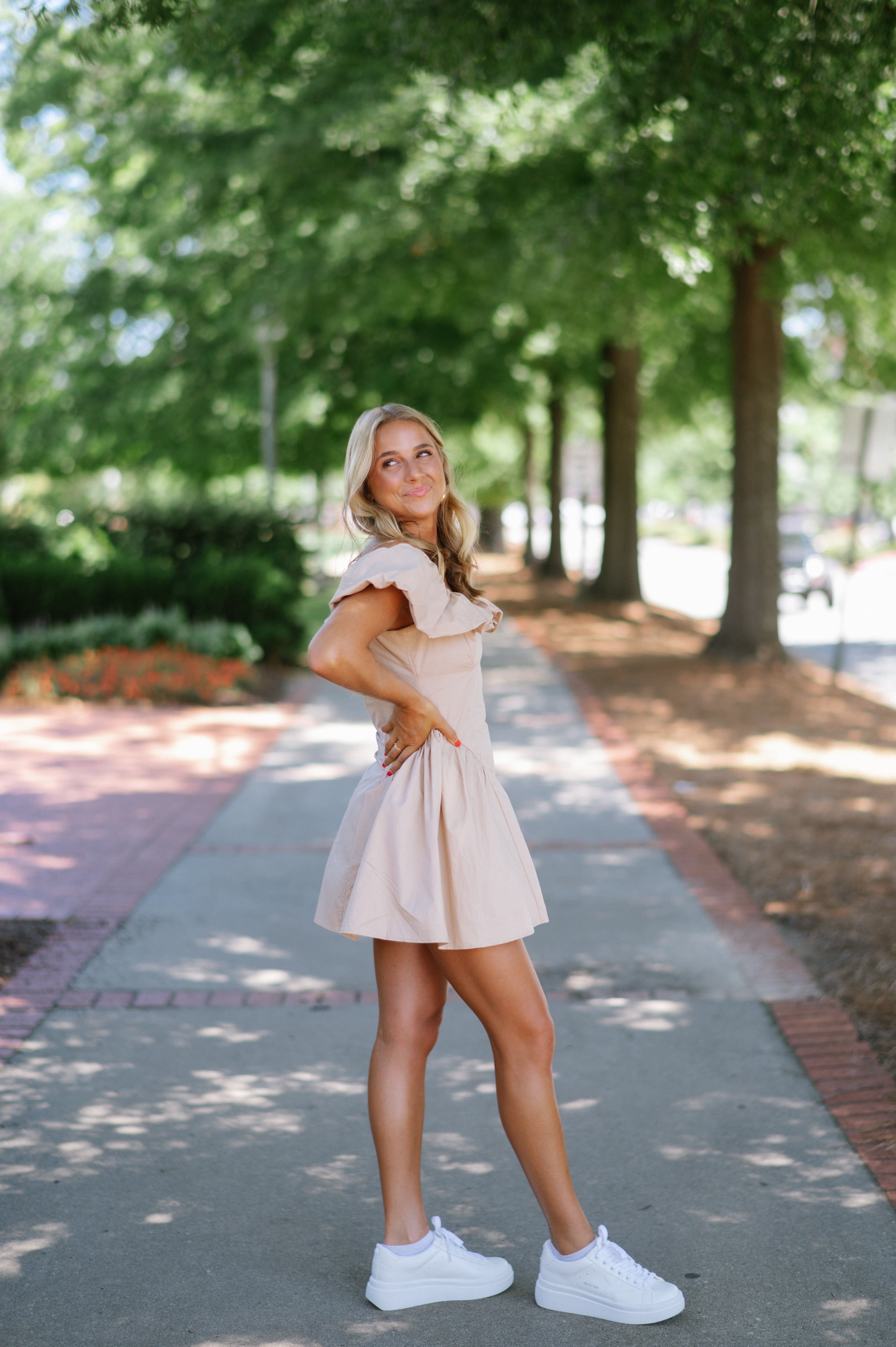 Remi Off The Shoulder Mini Dress-Taupe