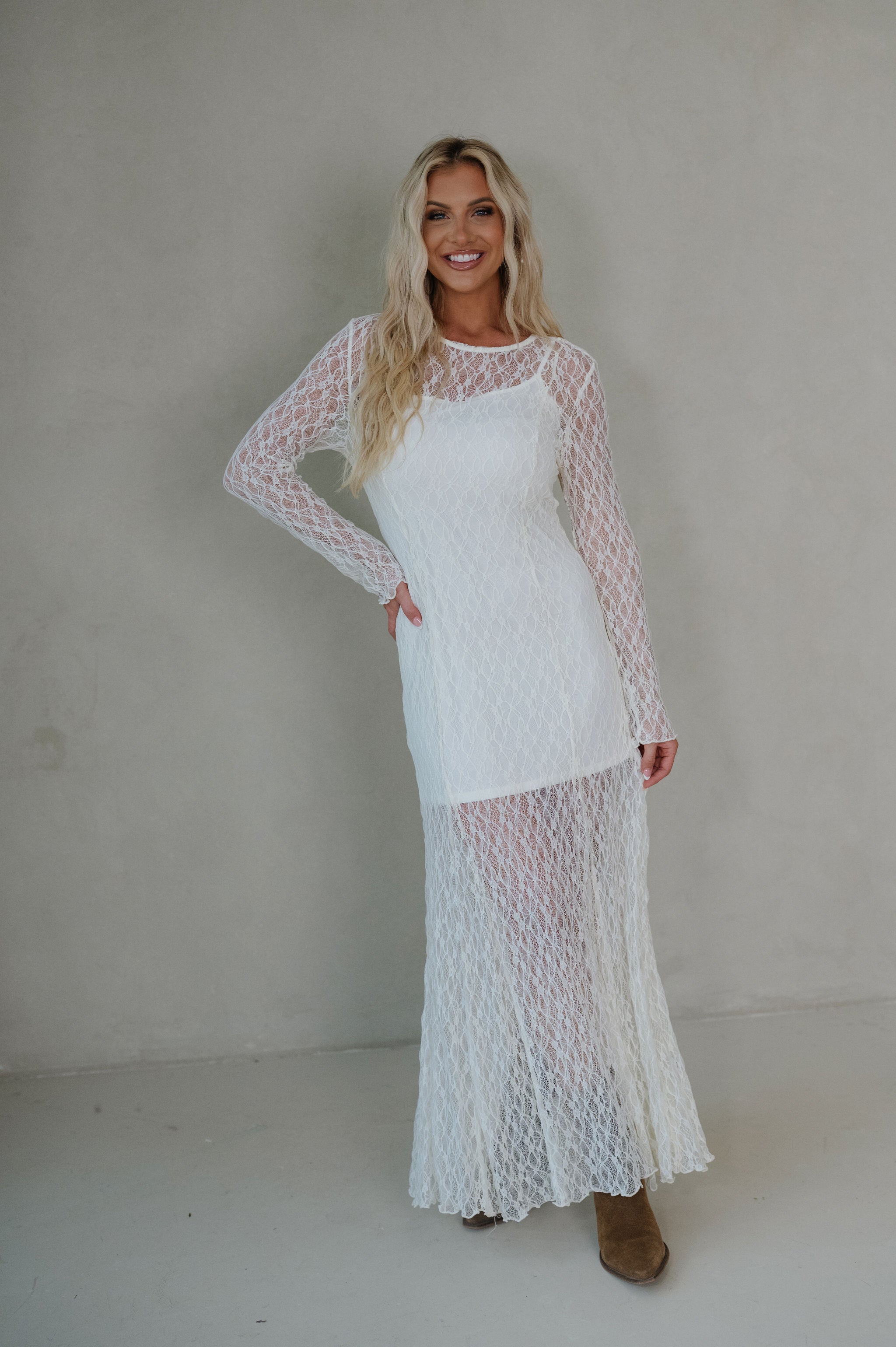 Lori Lace Maxi Dress-Ivory