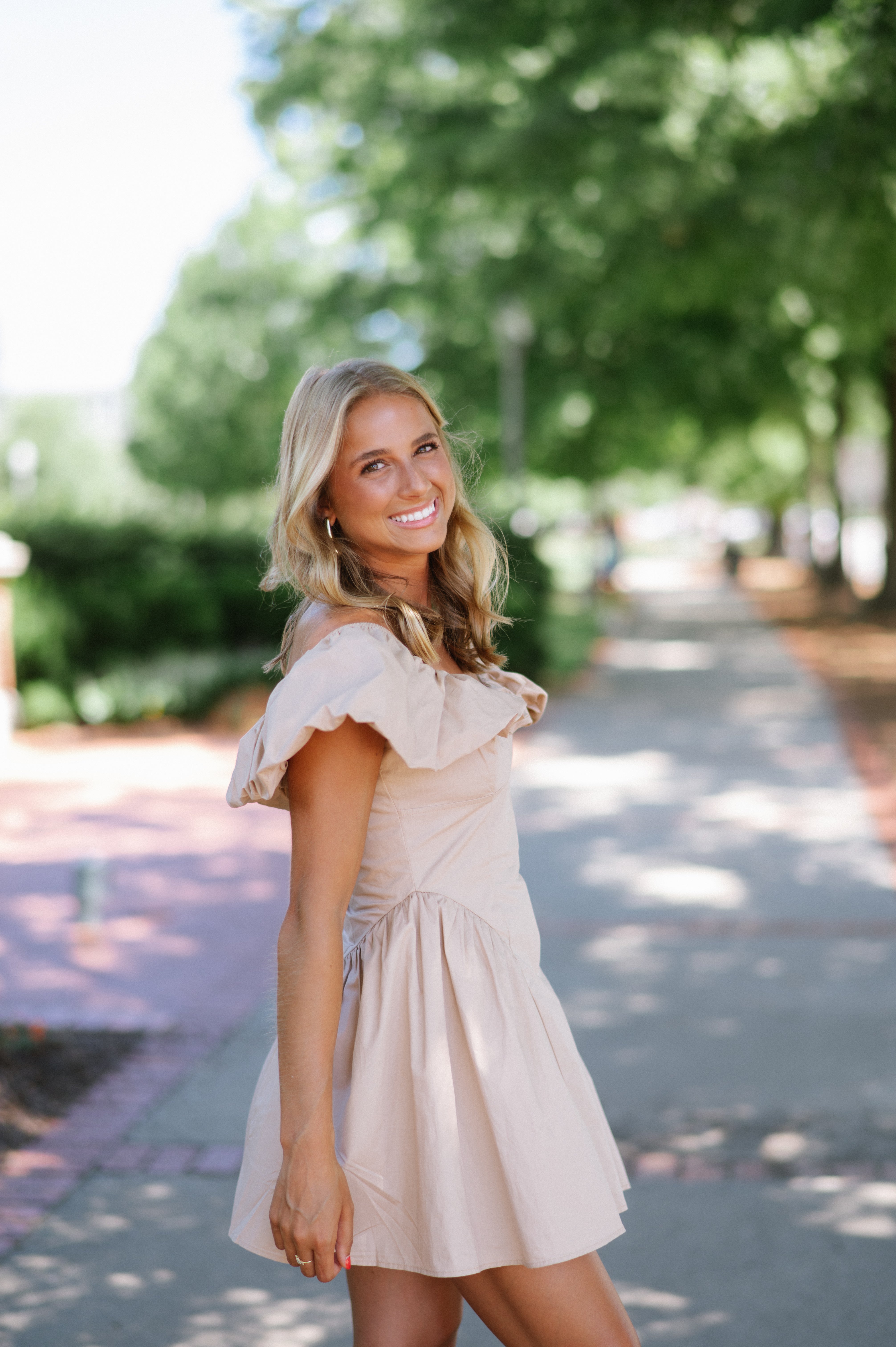 Remi Off The Shoulder Mini Dress-Taupe