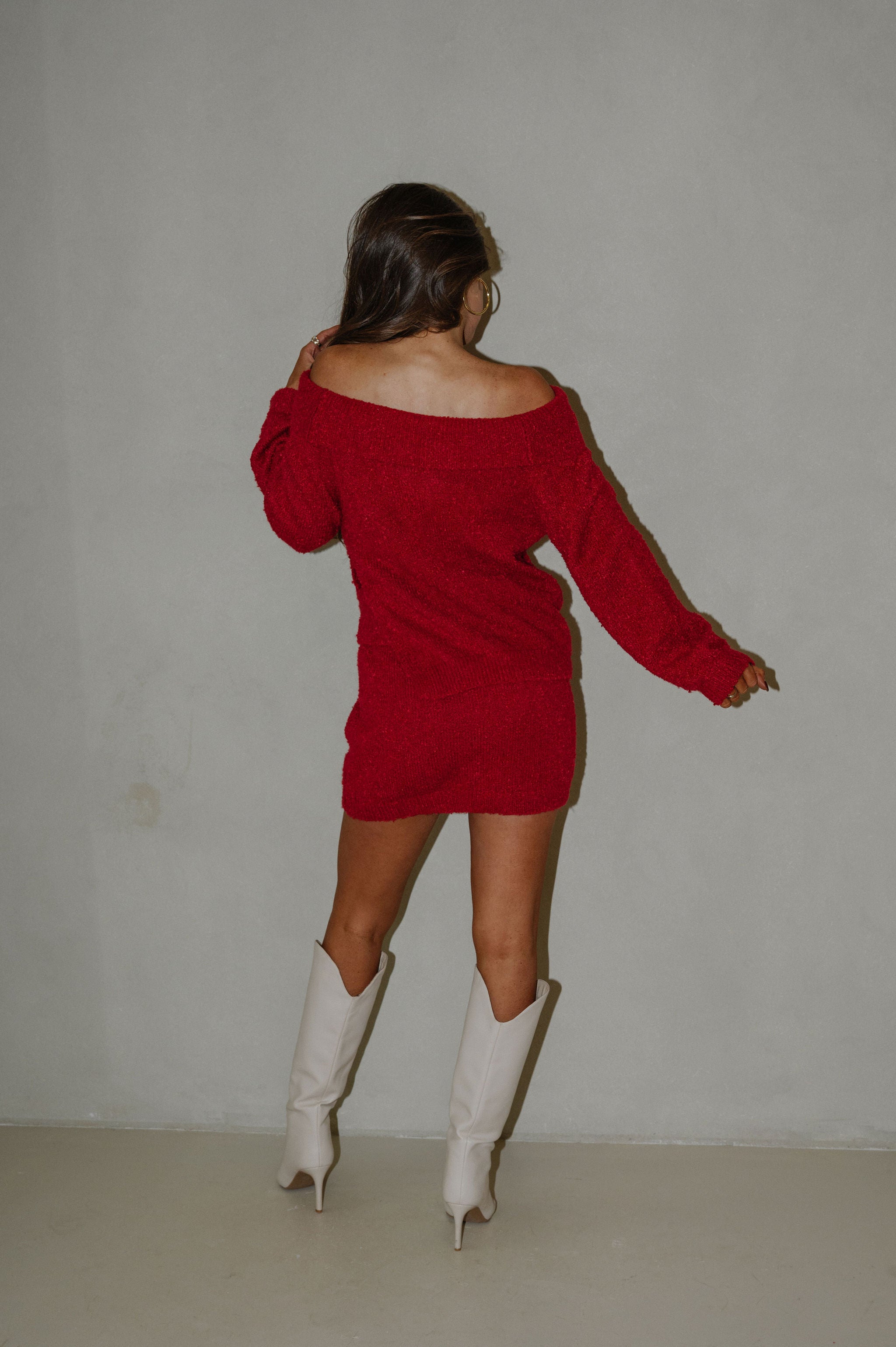 Barley Sweater Skirt Set-Ruby Red