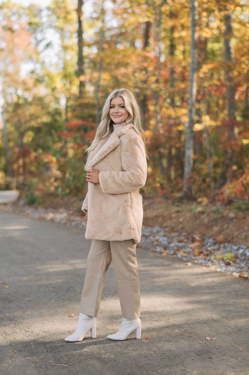 Jordan Faux Fur Coat-Beige