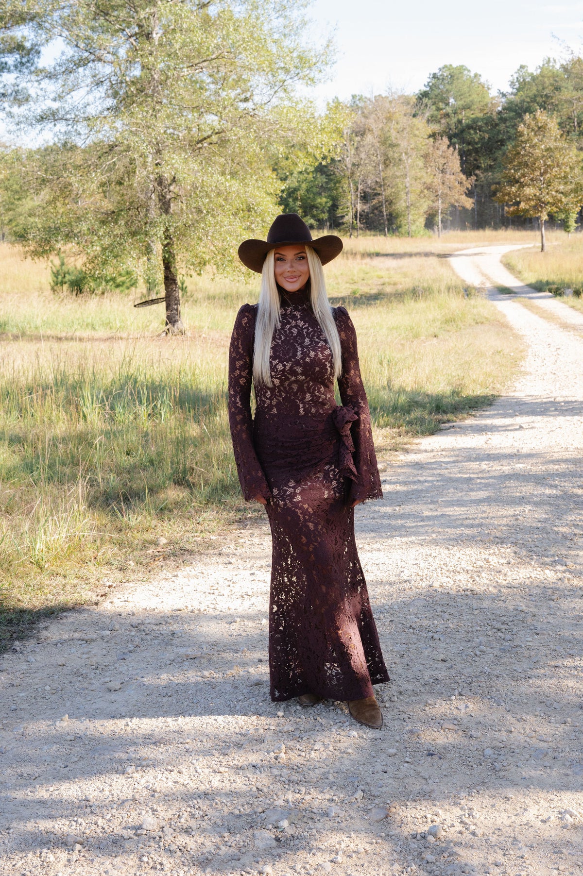 Raleigh Lace Maxi Dress-Brown