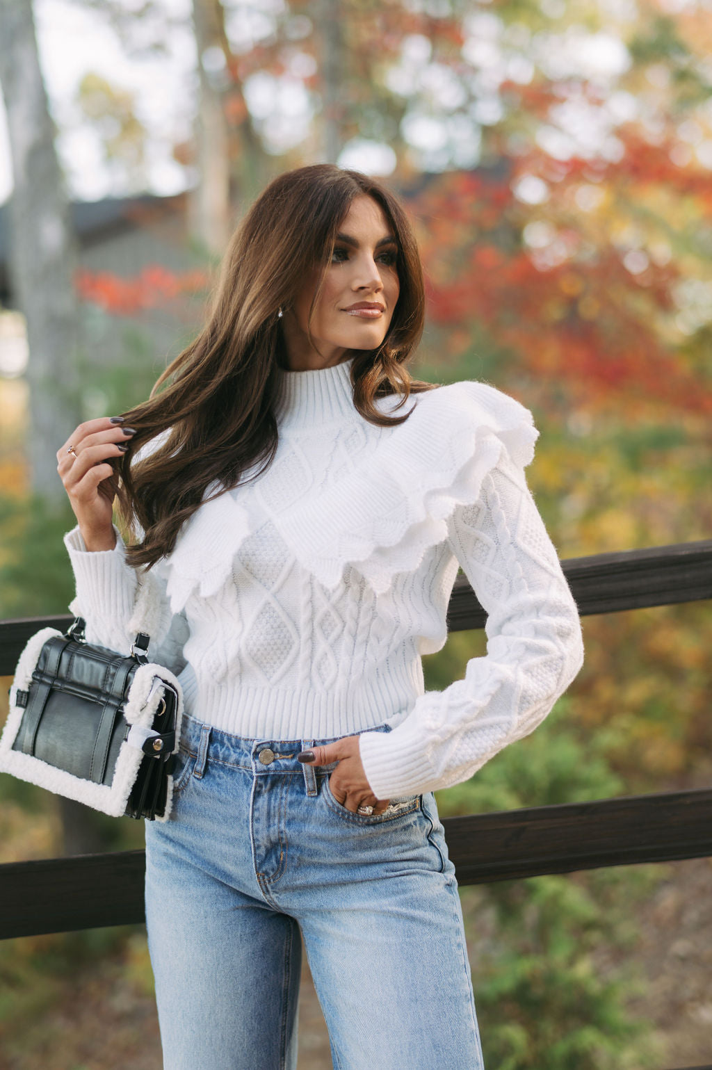 Austin Accented Sweater- White