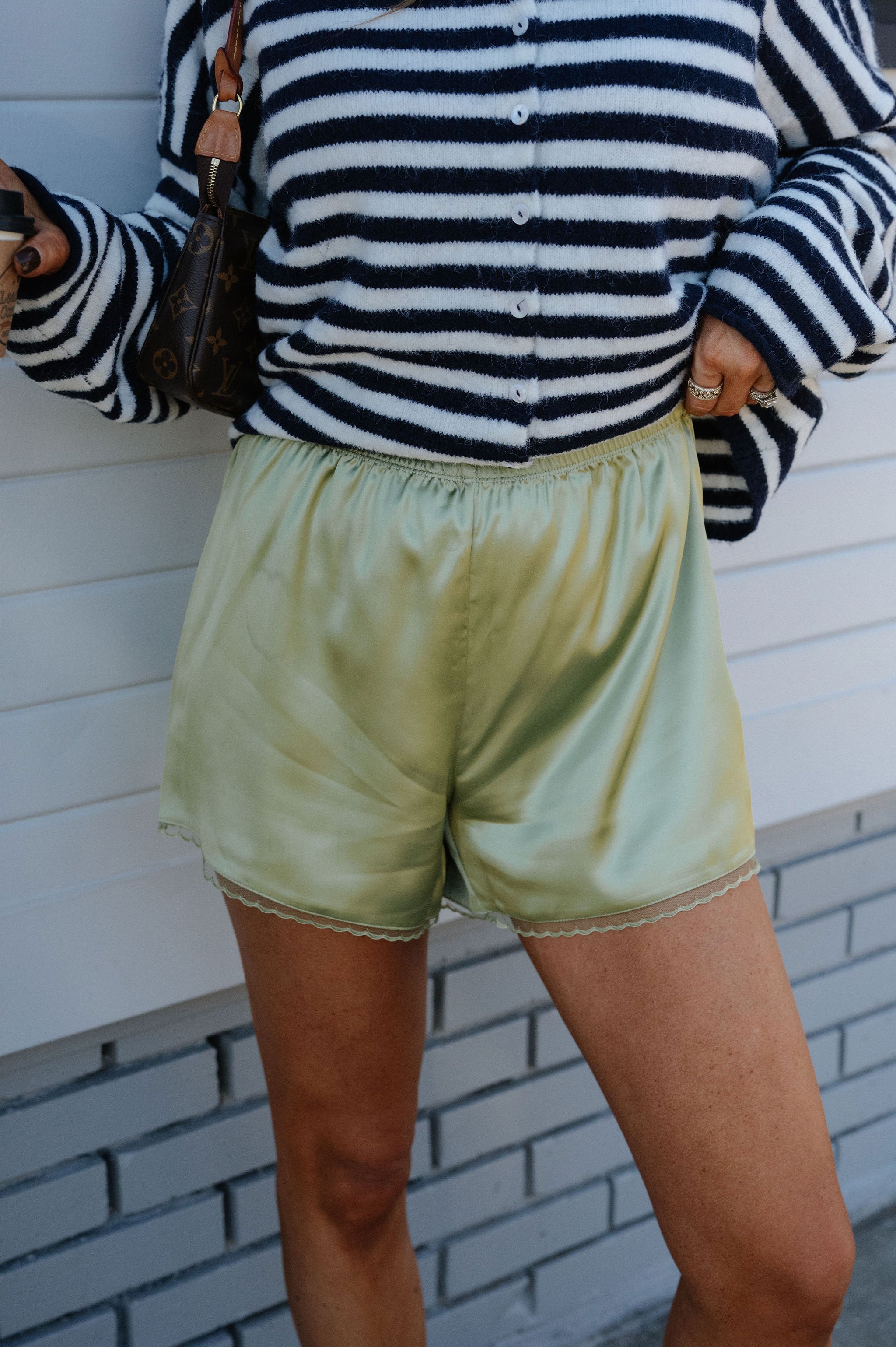 Kayla Satin Shorts-Matcha