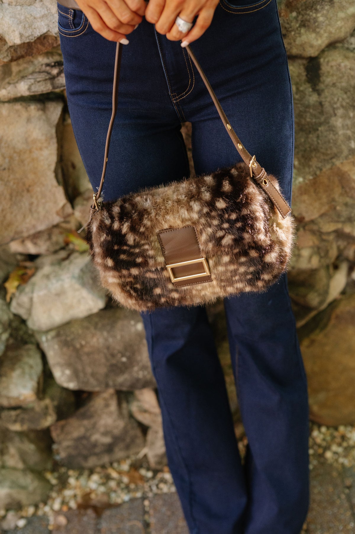 Beverly Faux Fur Crossbody-Fawn Brown
