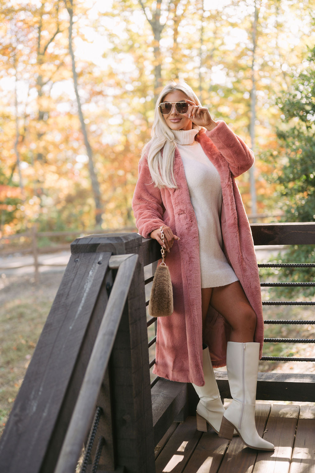 Presley Faux Fur Coat-Terracotta