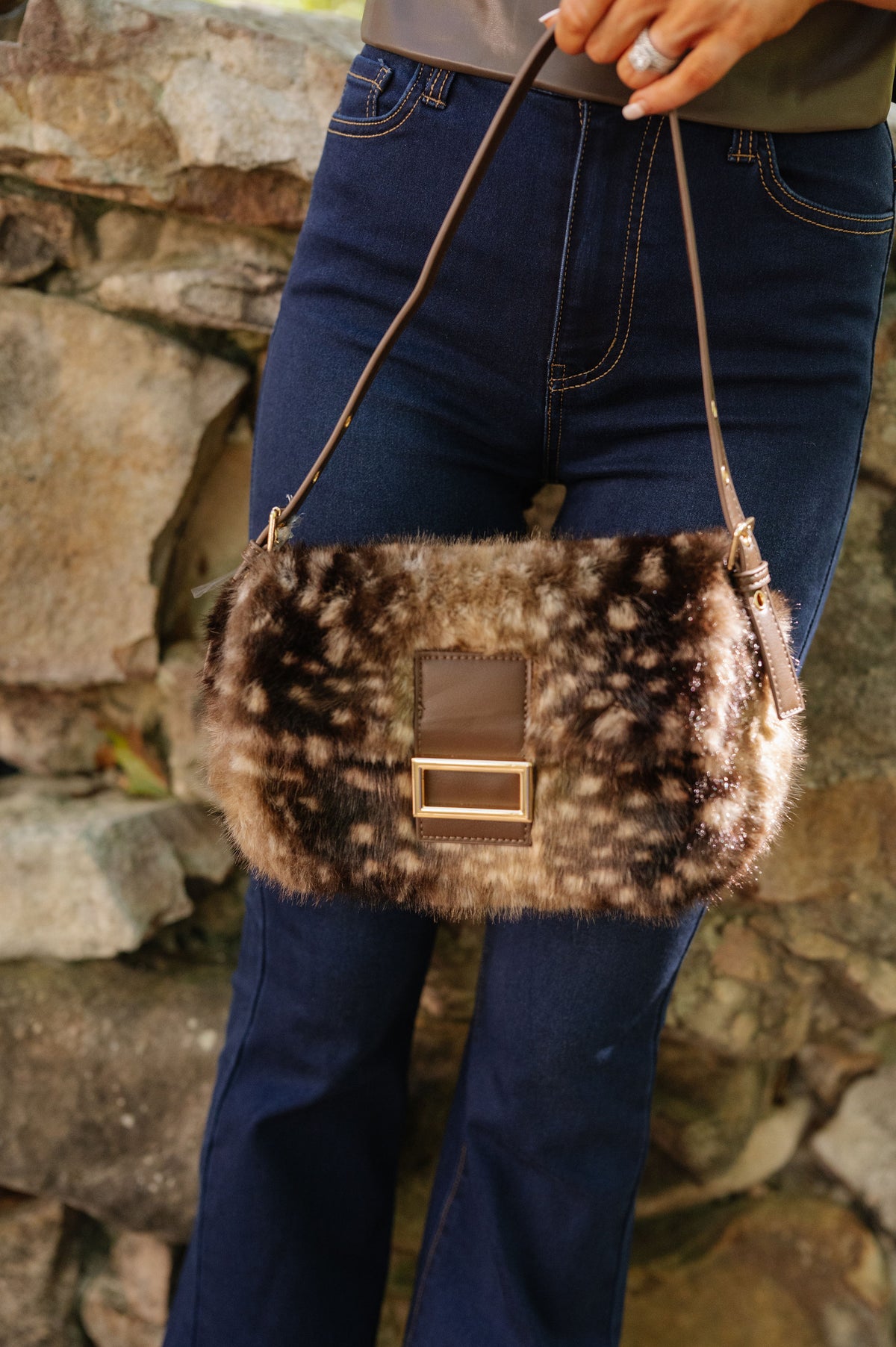 Beverly Faux Fur Crossbody-Fawn Brown