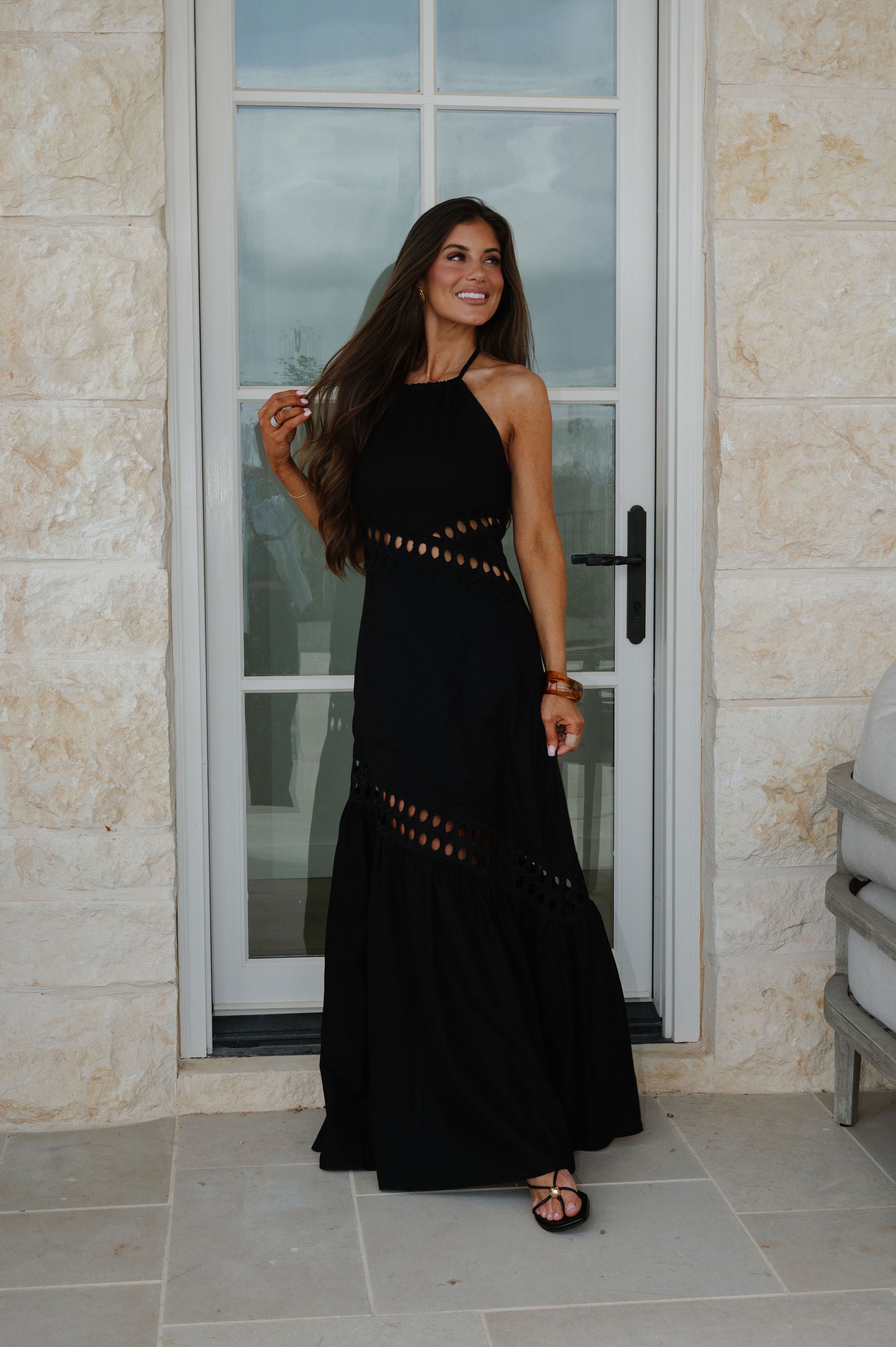 Lisa Halter Maxi Dress-Black