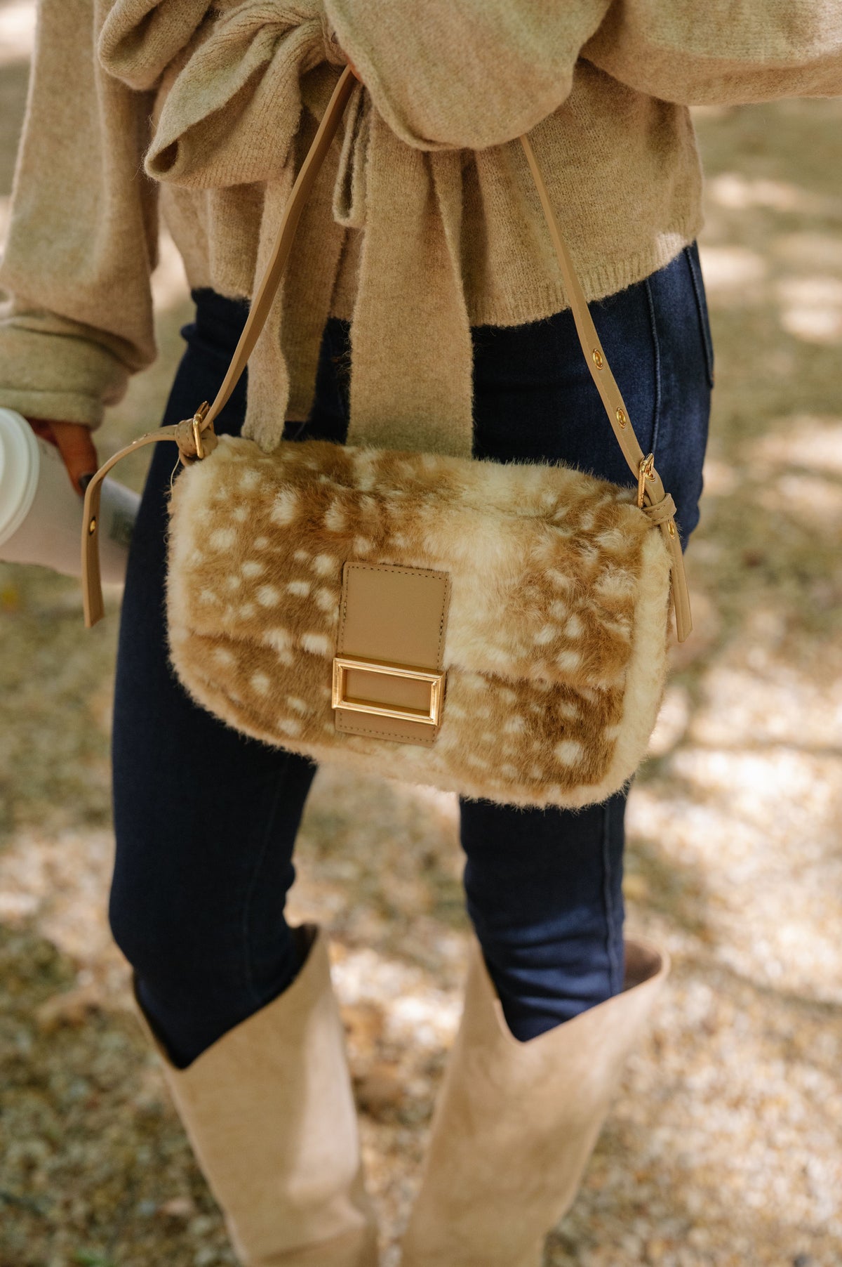 Beverly Faux Fur Crossbody-Fawn Natural