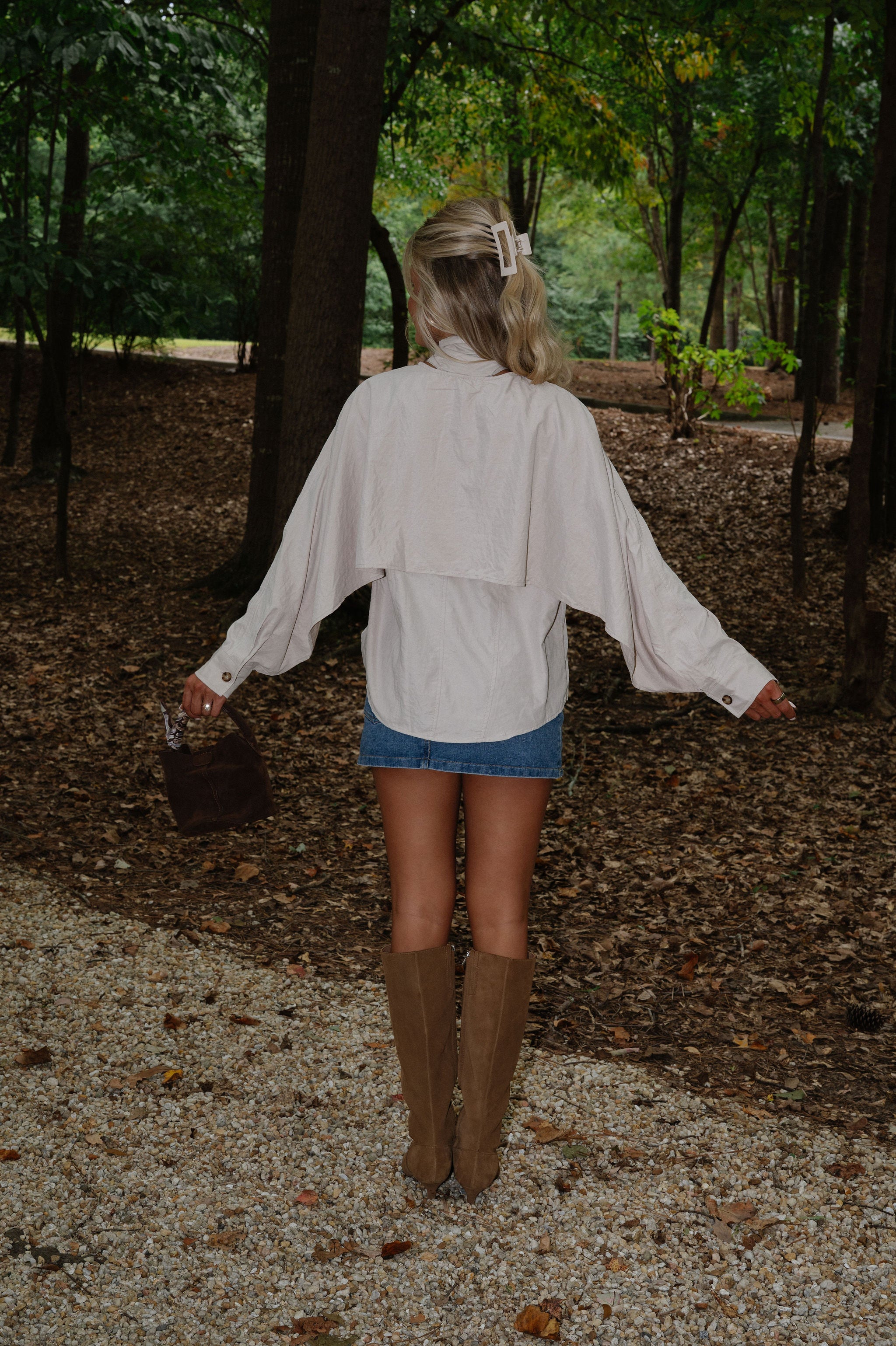 Brooke Neck Tie Top-Bone