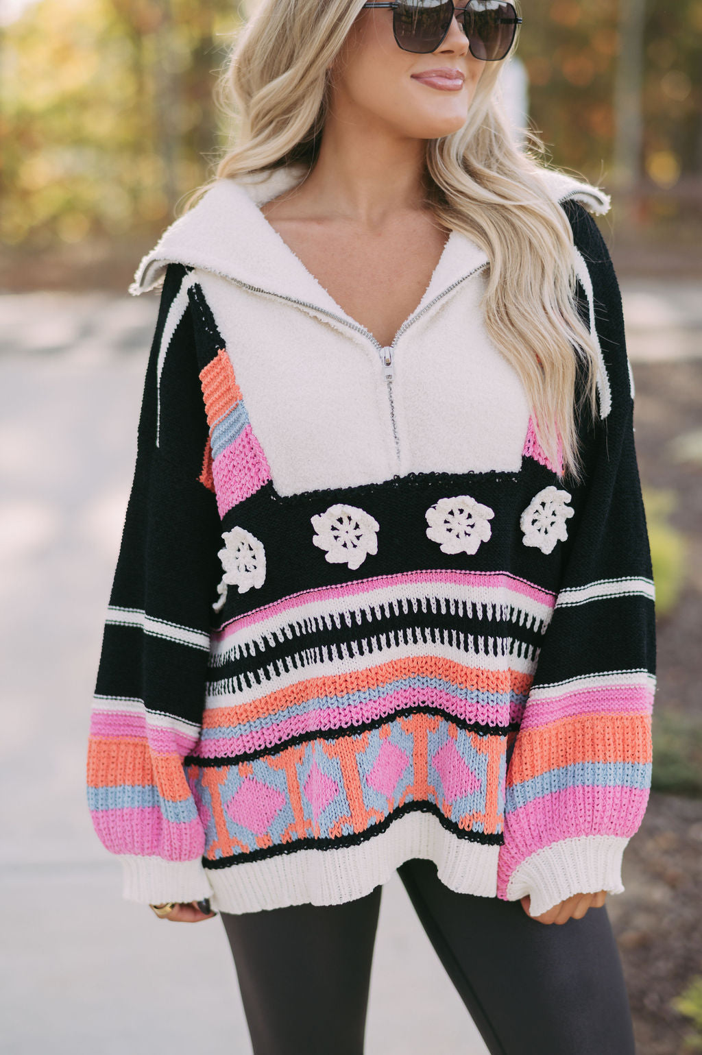 Chenille Quarter Zip Up Sweater