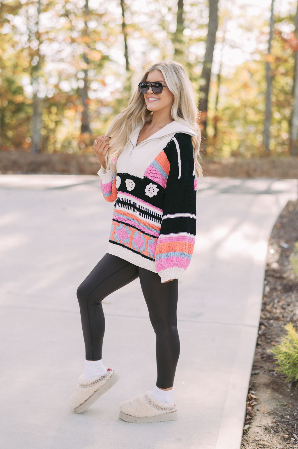 Chenille Quarter Zip Up Sweater