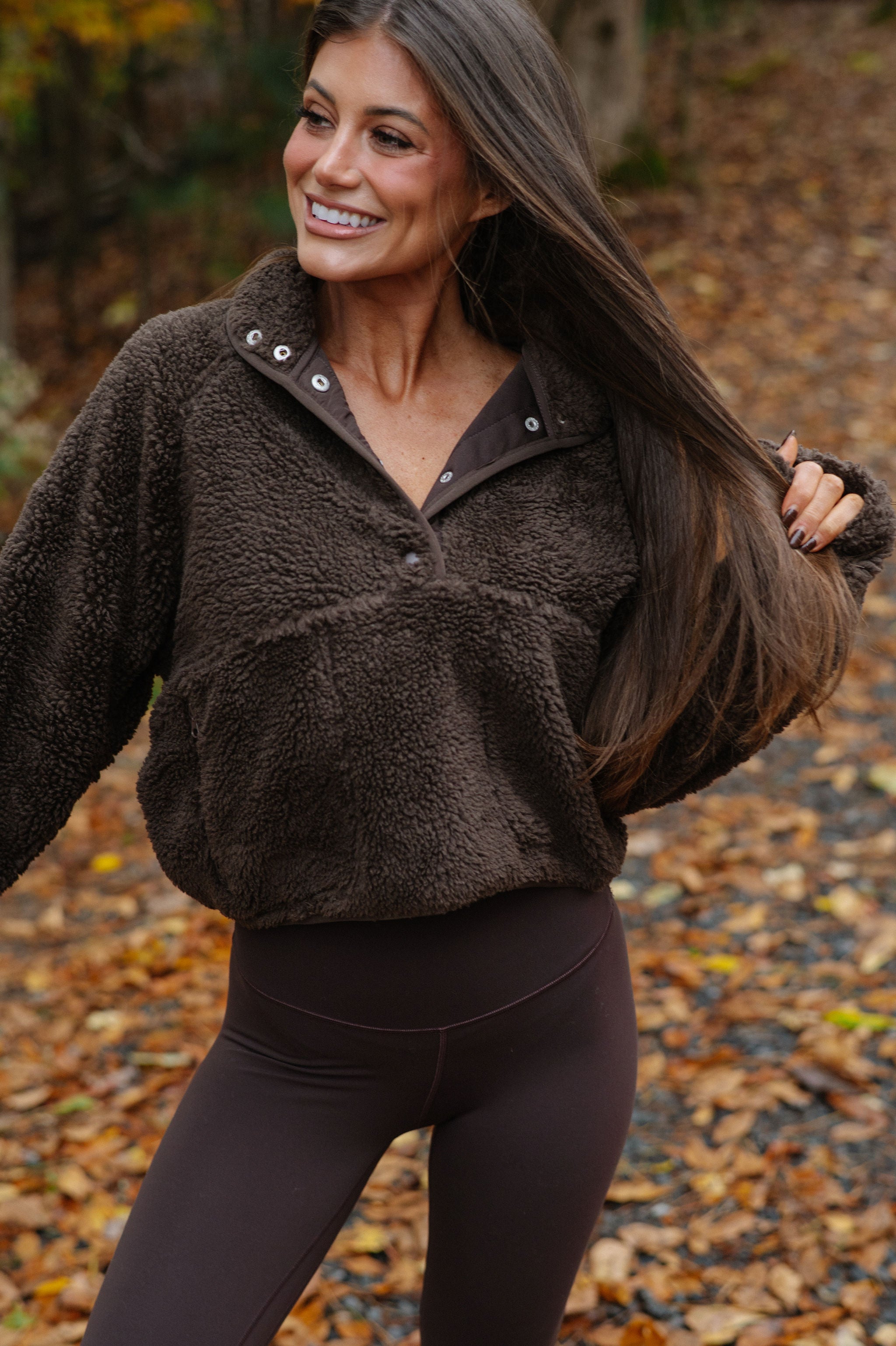 Jo Anne Cozy Sherpa Pullover-Brown