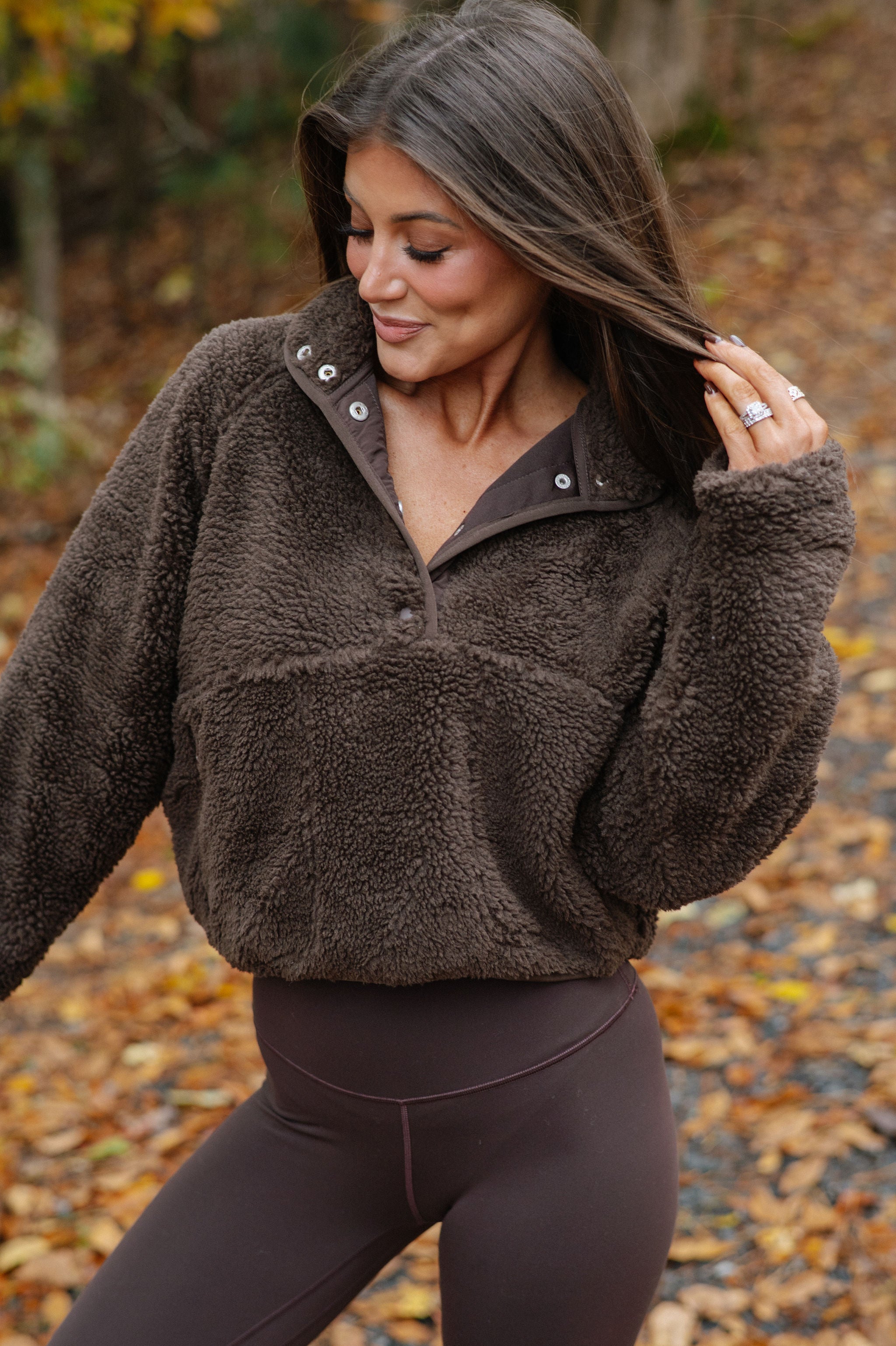 Jo Anne Cozy Sherpa Pullover-Brown