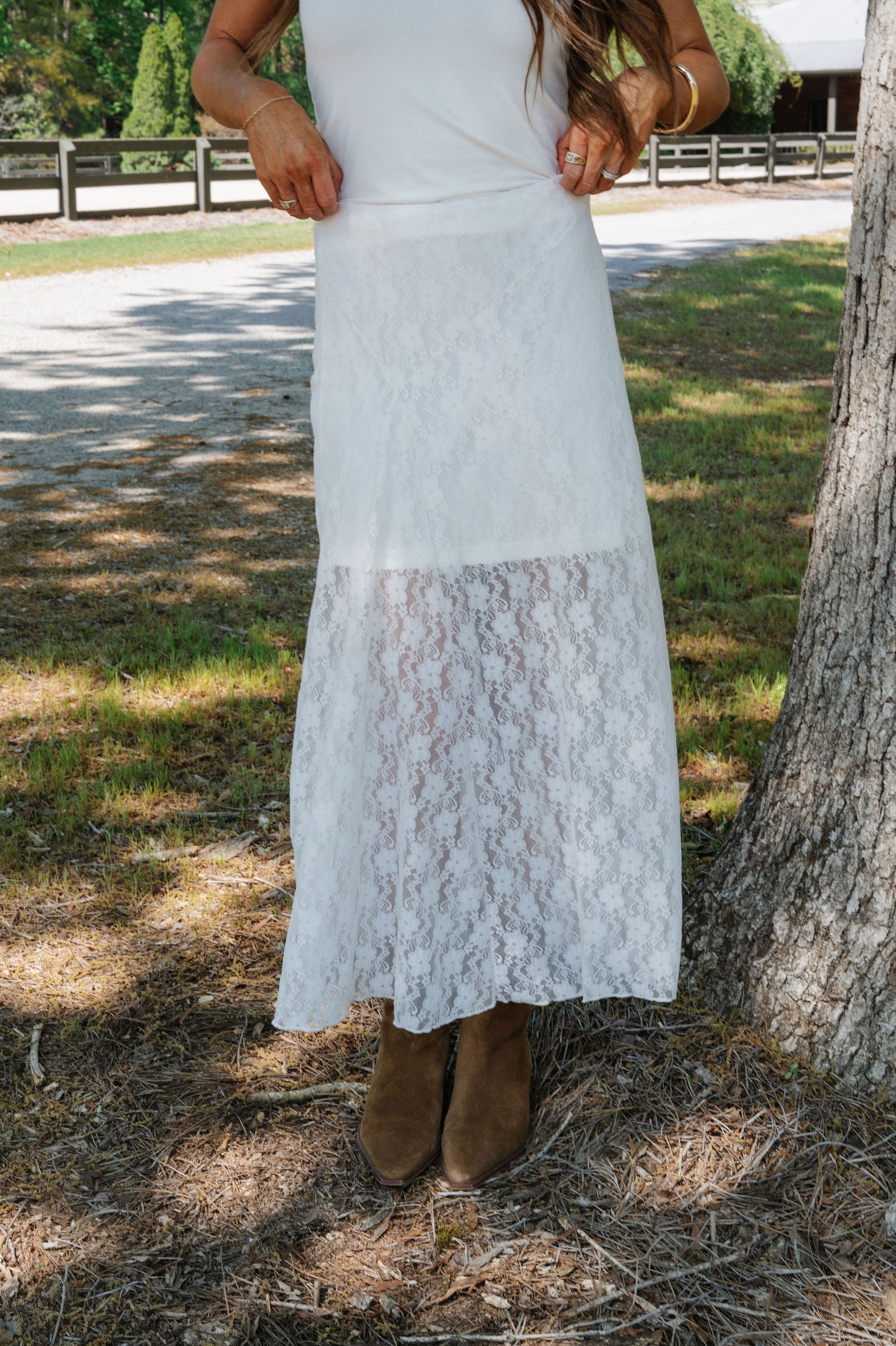 Lace Maxi Skirt-Ivory