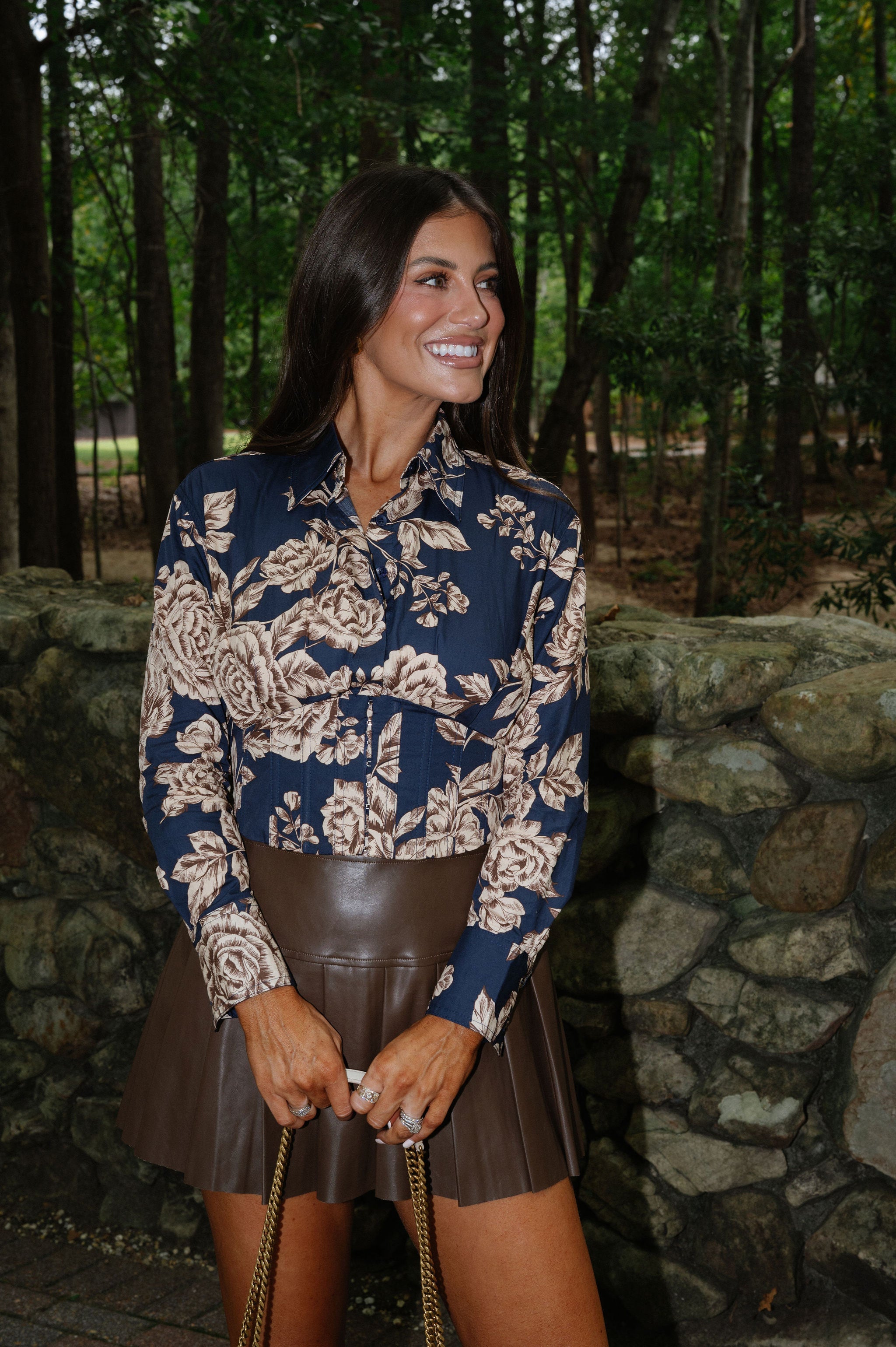 Jayla Floral Top-Midnight Blue