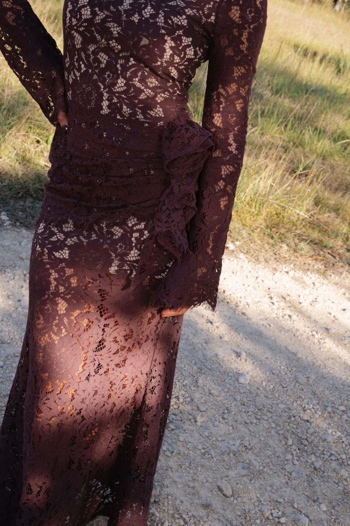 Raleigh Lace Maxi Dress-Brown