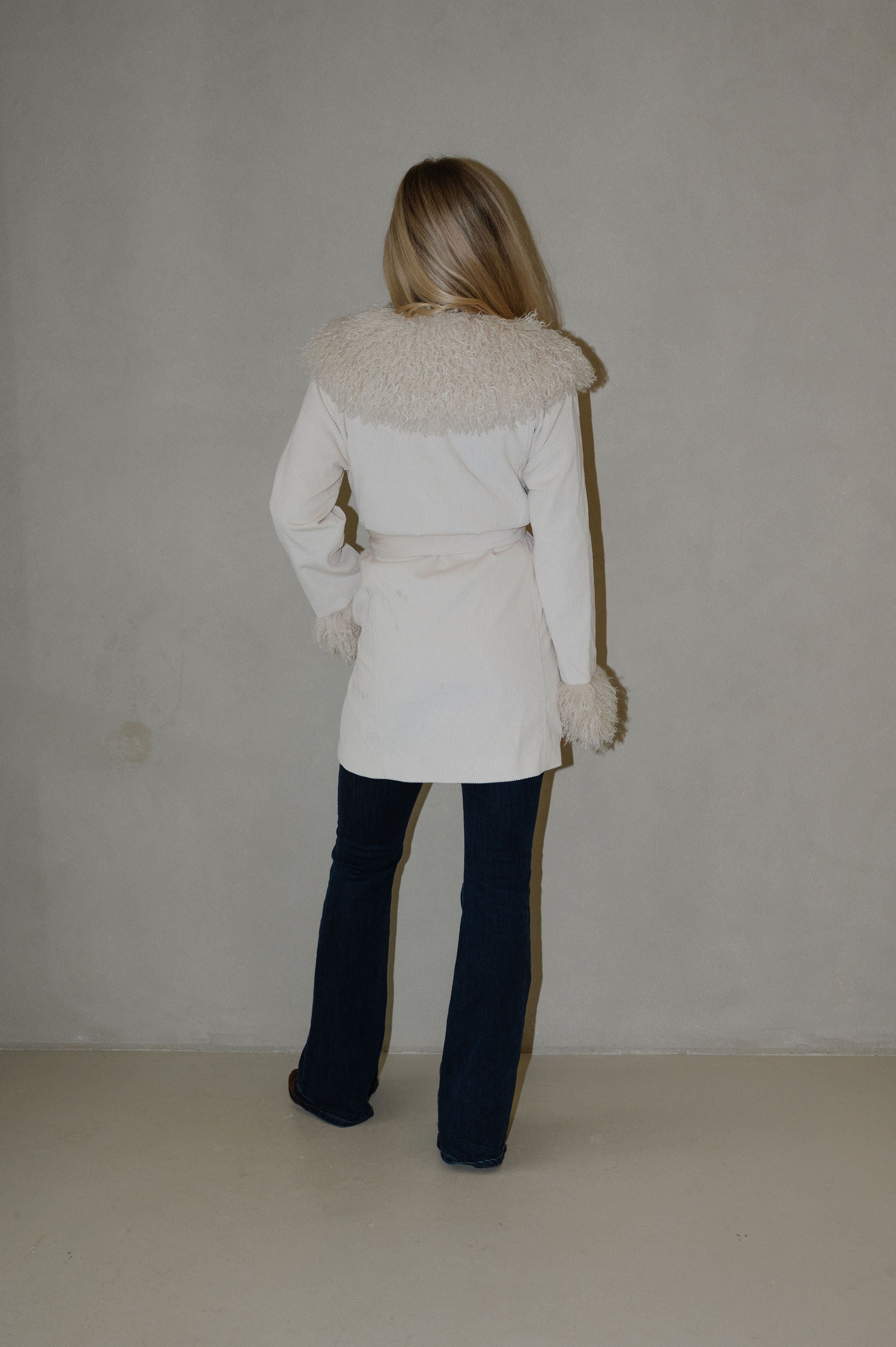 Ruth Fur Trim Coat-Ivory