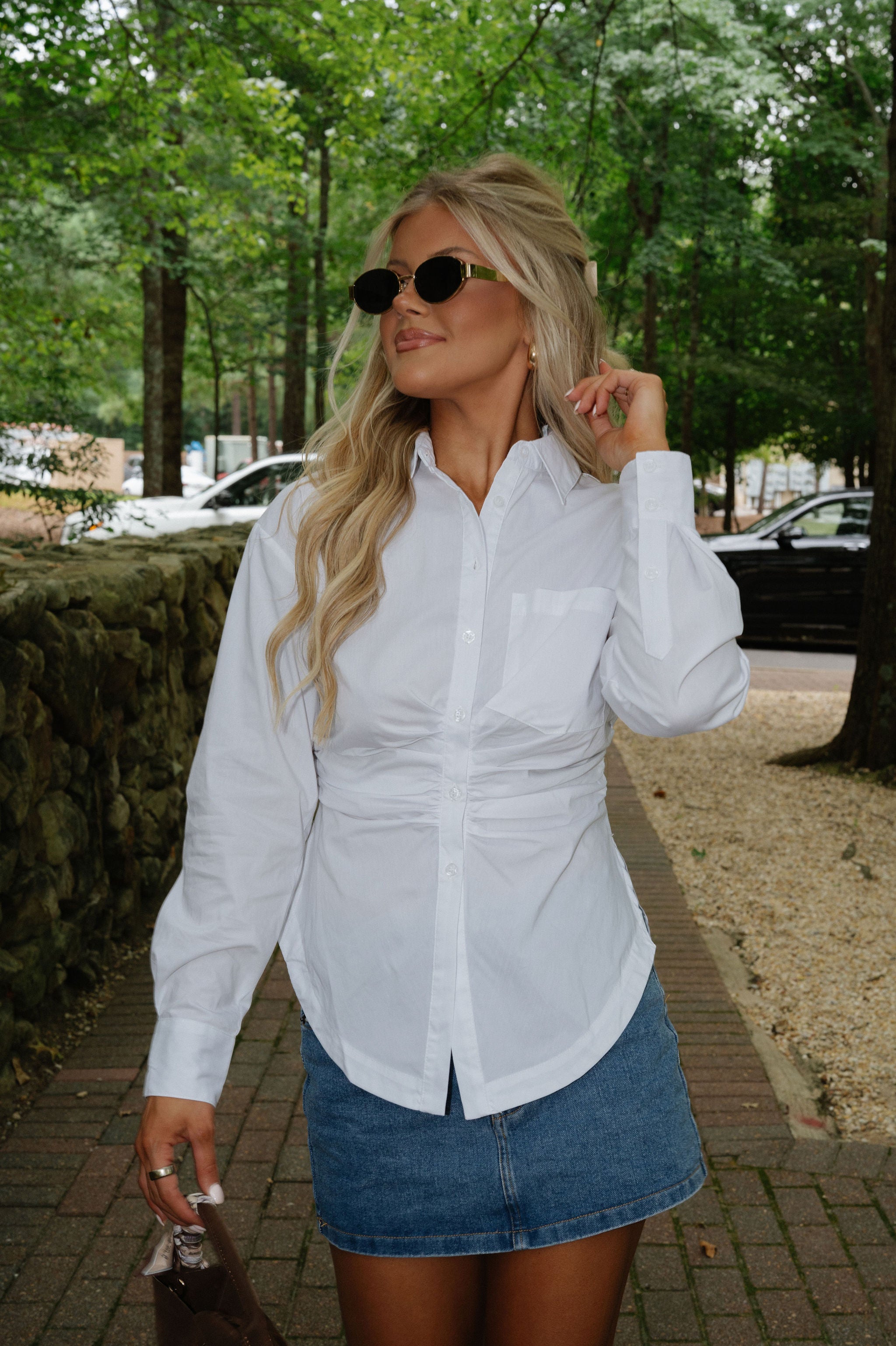 Sara Ruched Top-White