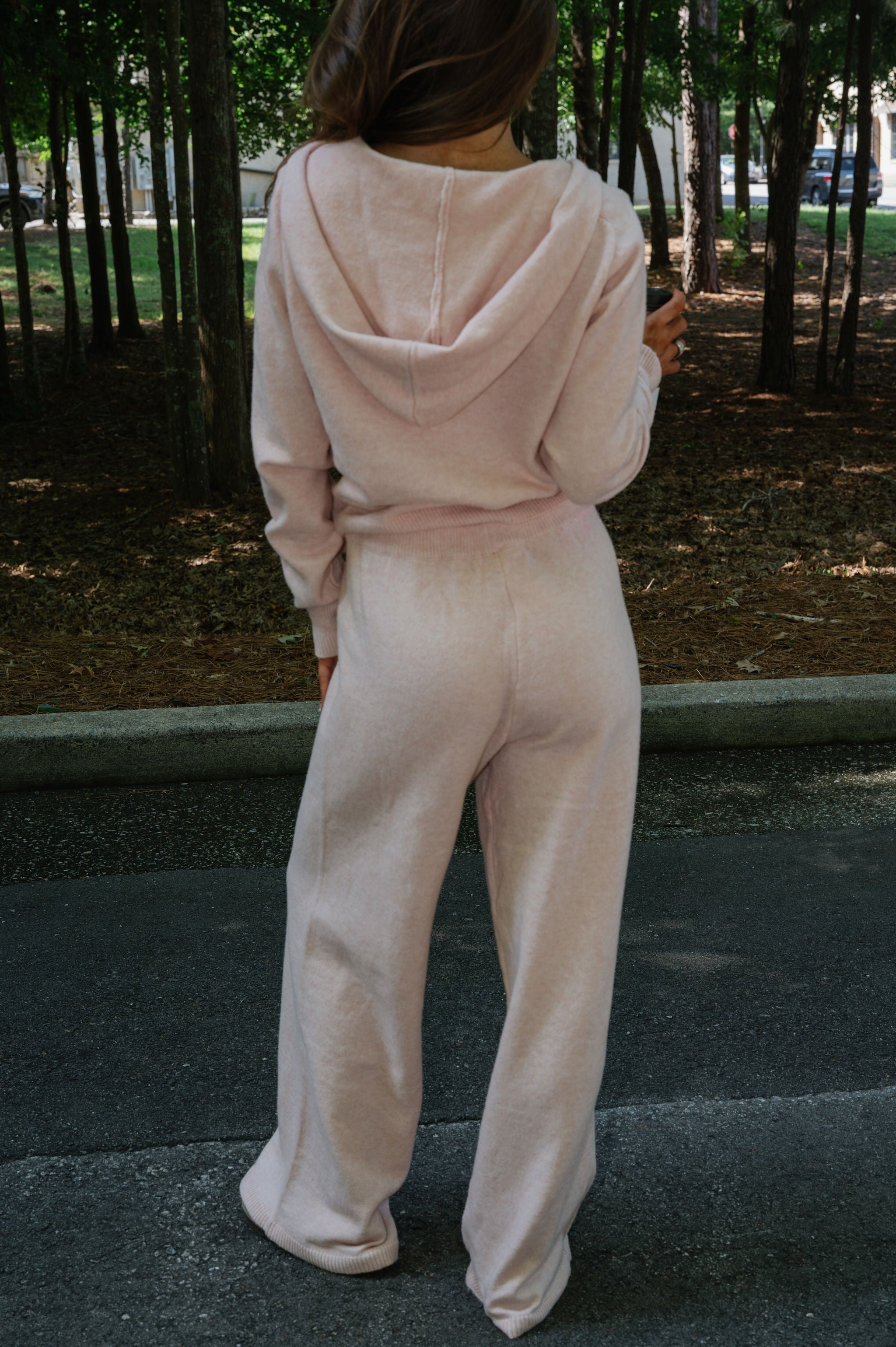 Cozy Zip Knit Hoodie Set-Blush Pink