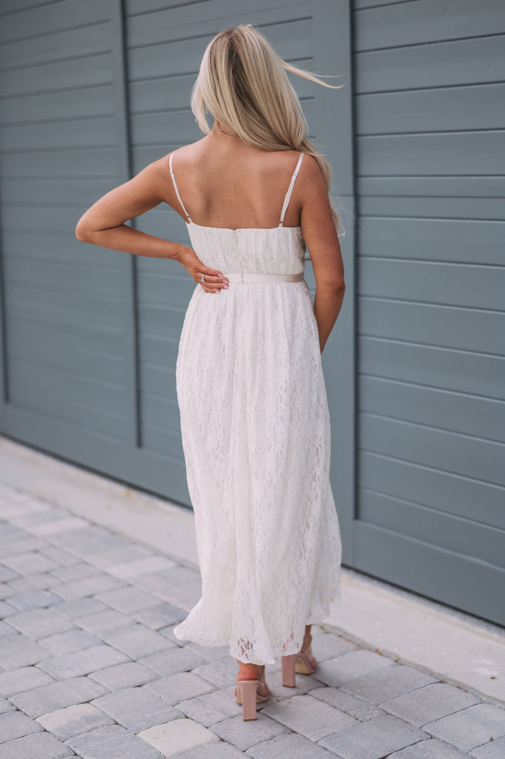 Macie Lace Midi Dress- Ivory