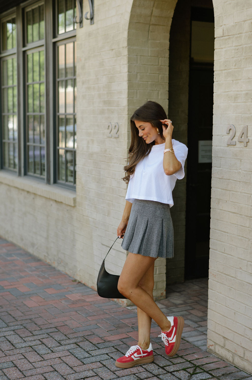 Knit Panel Skirt-Grey