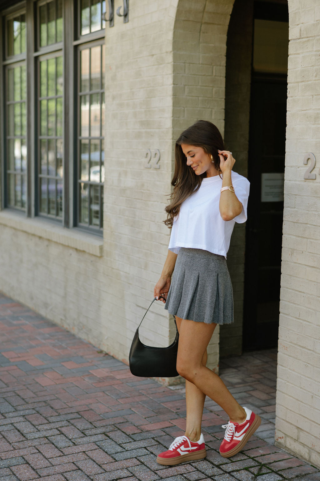 Knit Panel Skirt-Grey