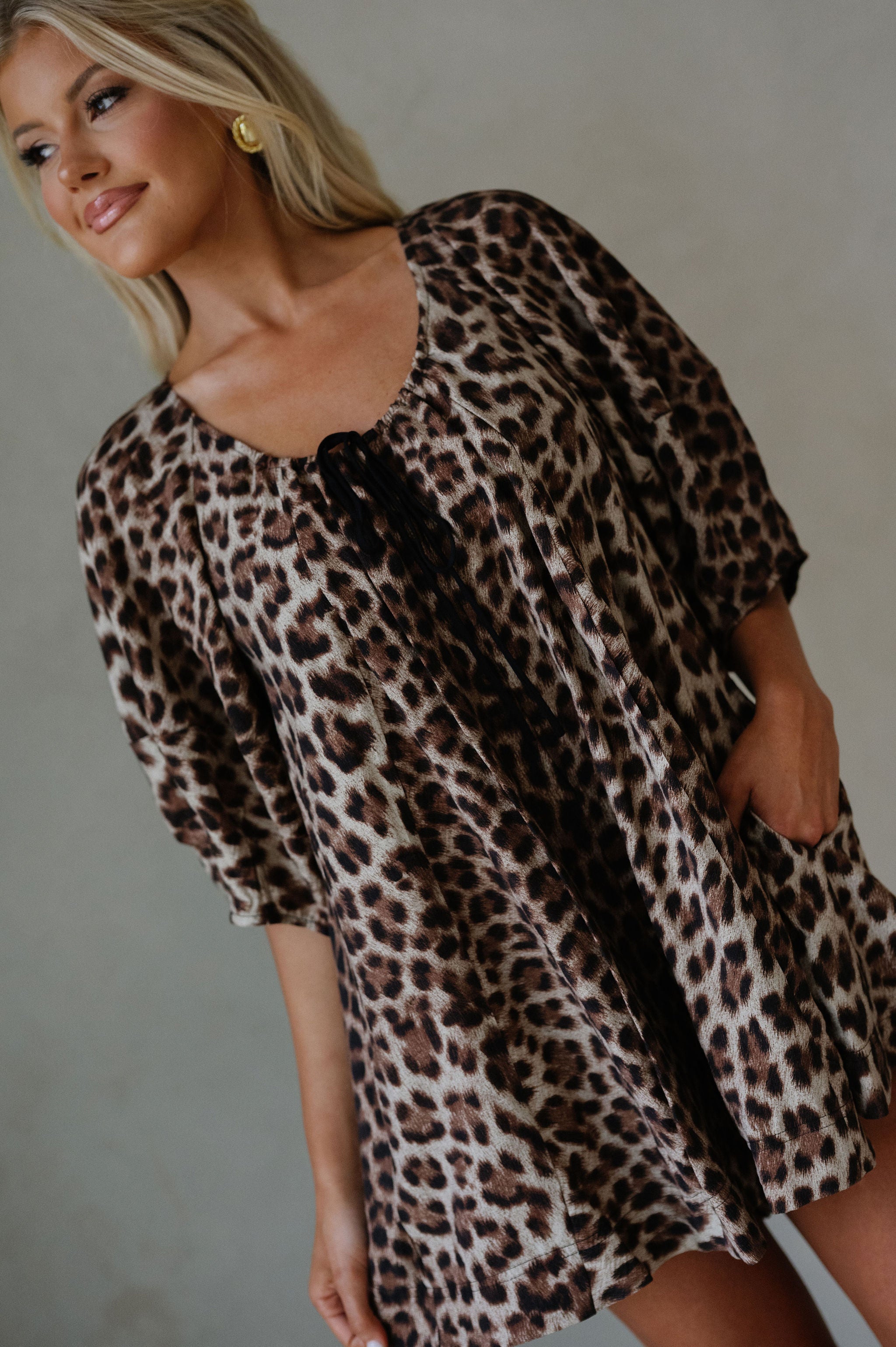 Puff Sleeve Romper-Leopard