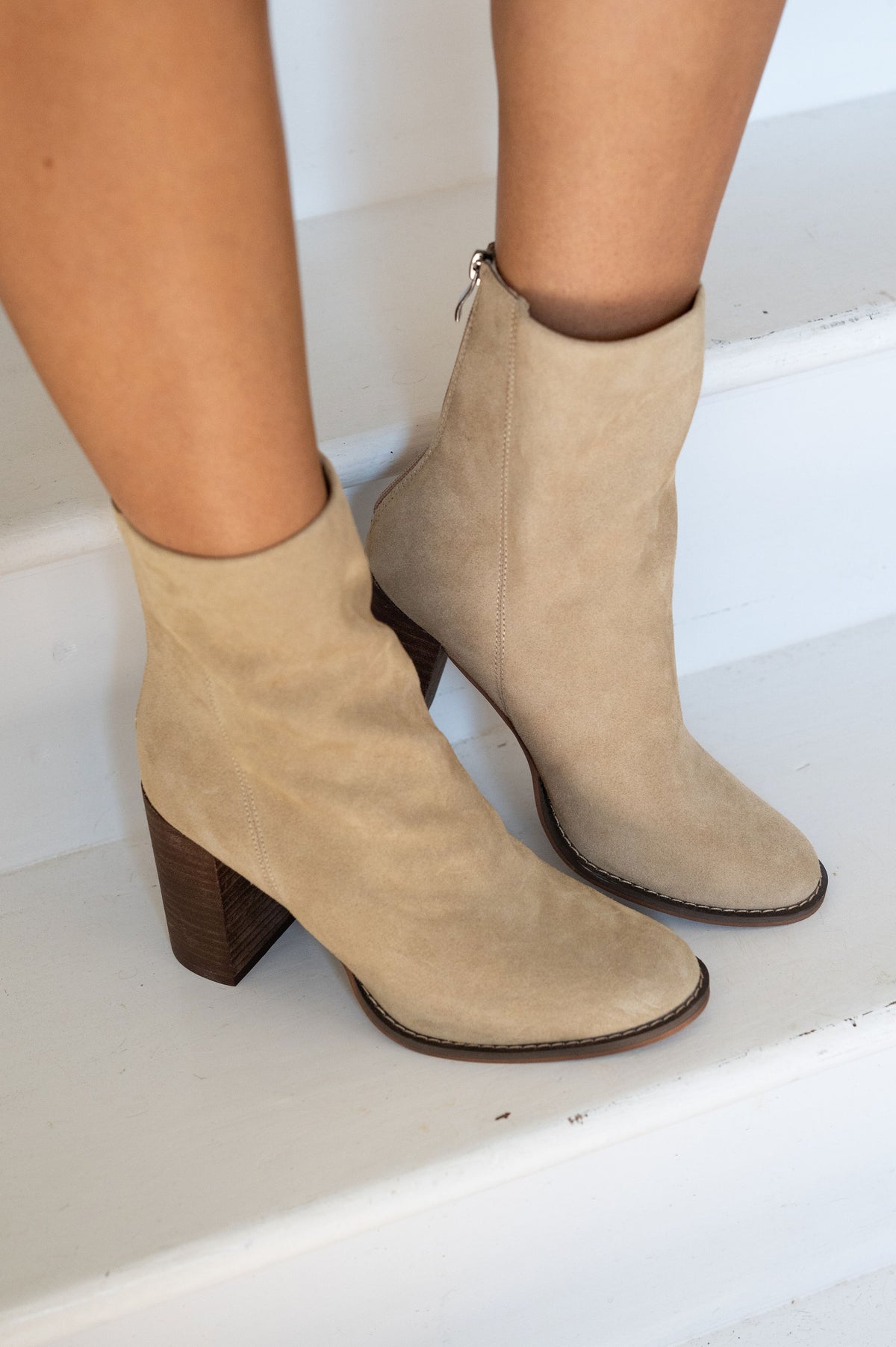 Maxine Suede Heel Bootie-Khaki