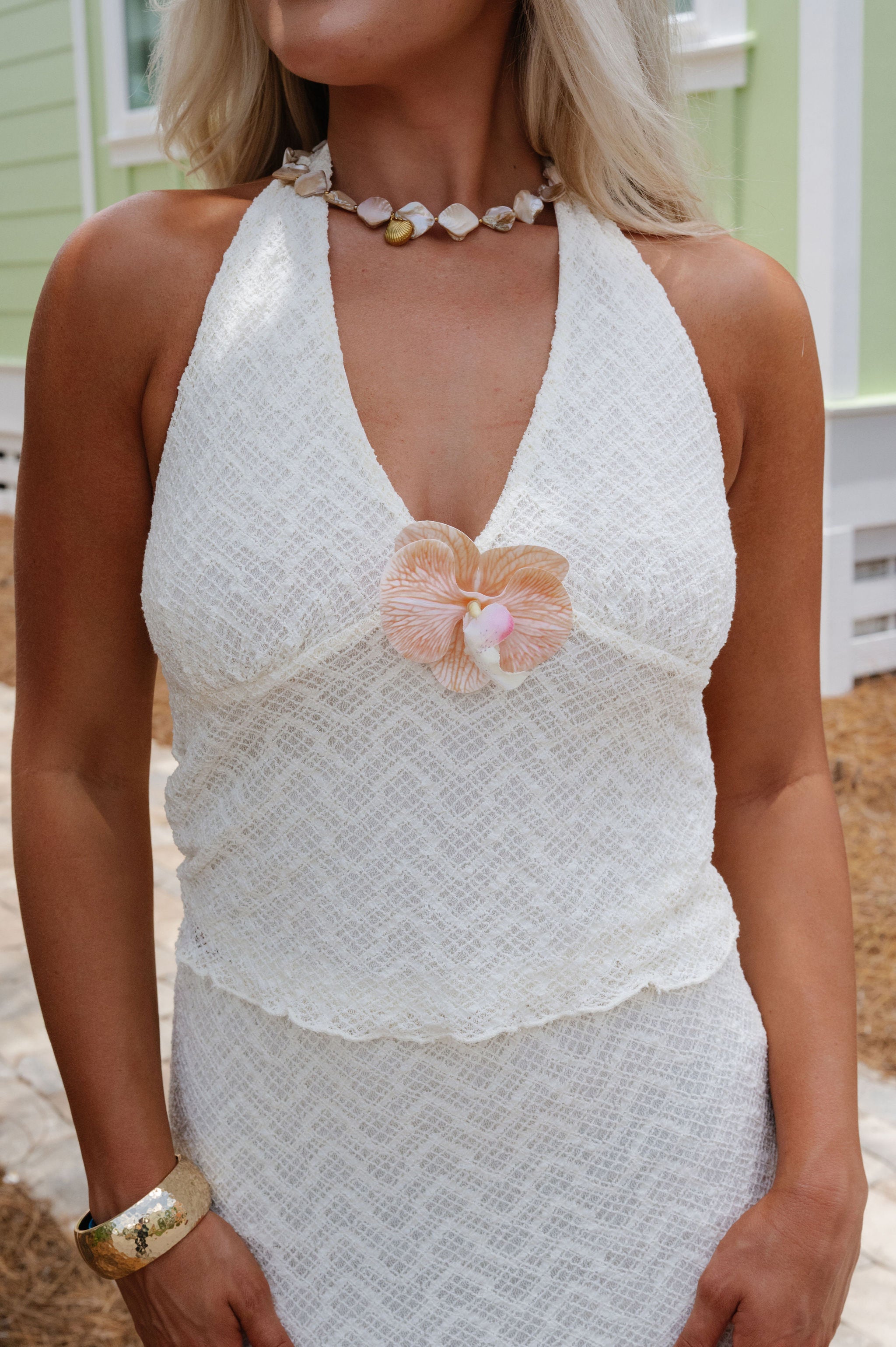 Ramey Textured Skirt Set-Cream