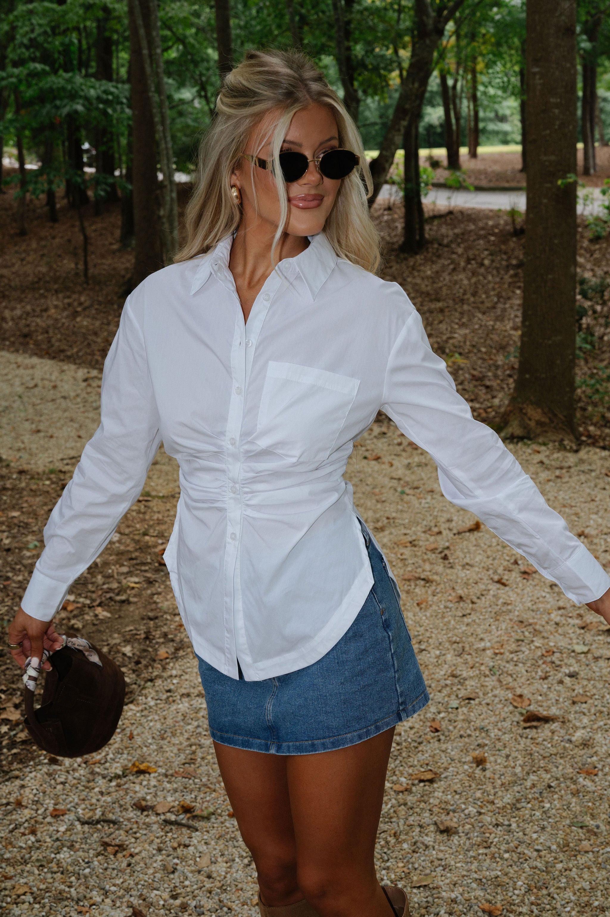 Sara Ruched Top-White