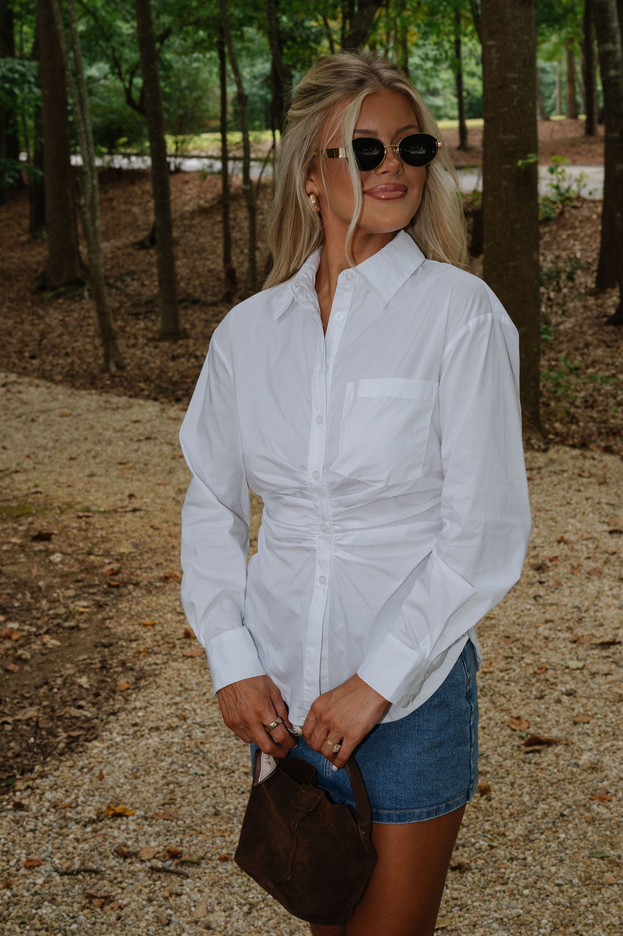 Sara Ruched Top-White