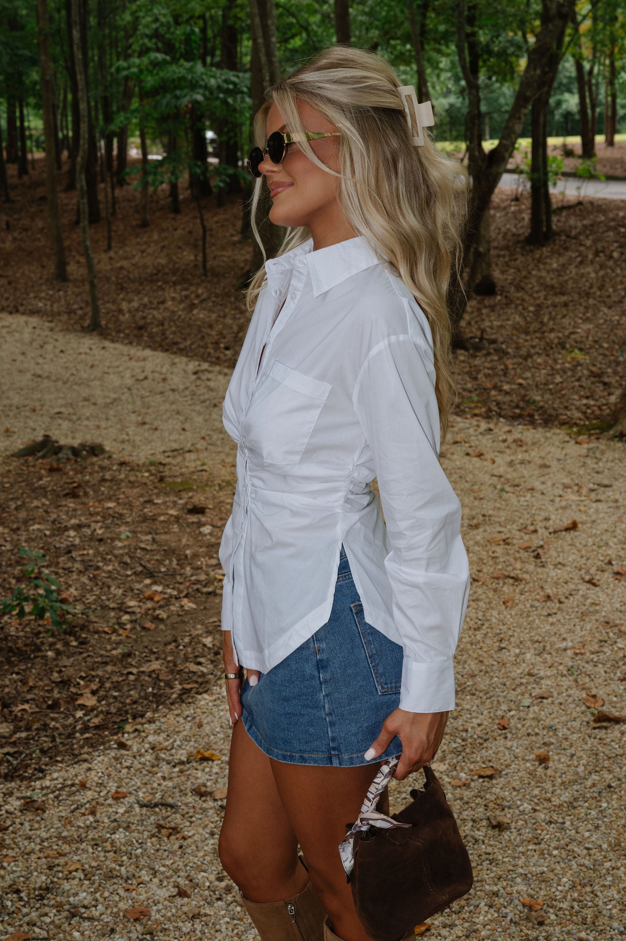 Sara Ruched Top-White
