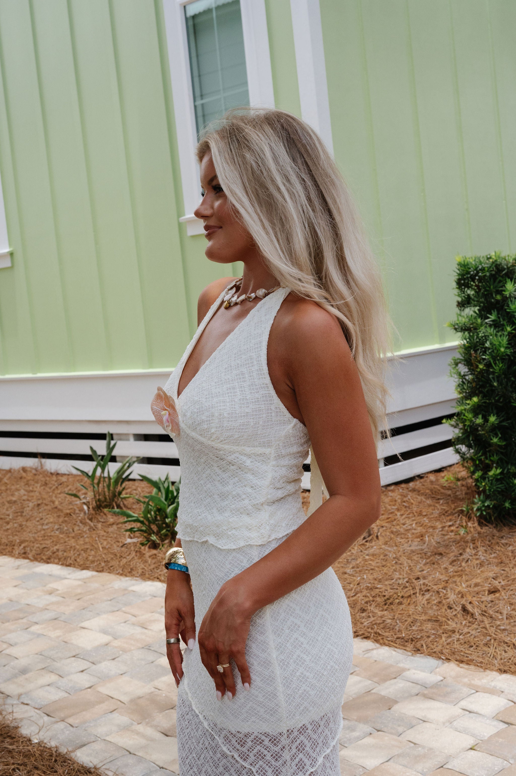 Ramey Textured Skirt Set-Cream