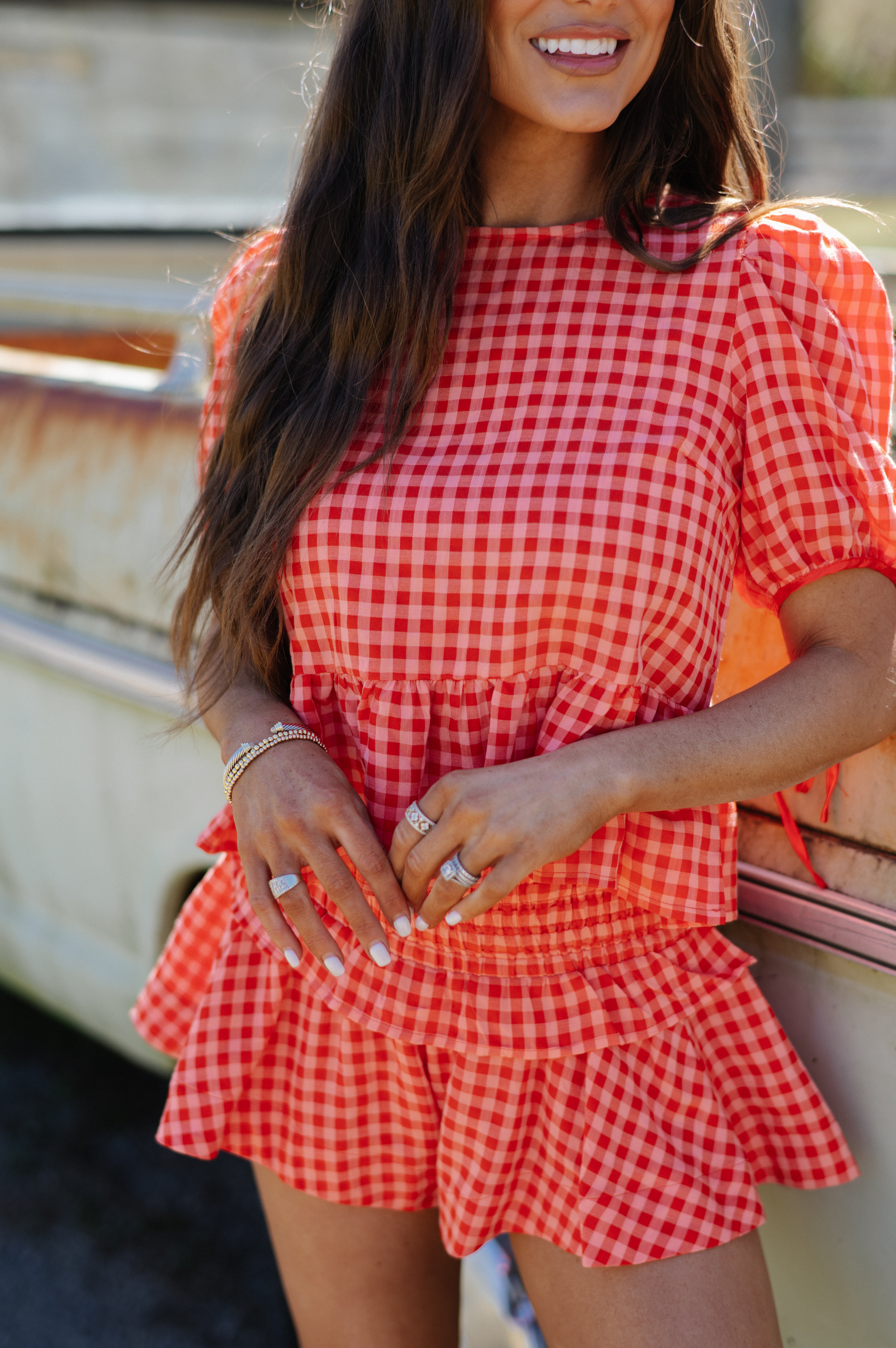 Ramey Plaid Shorts Set-Red