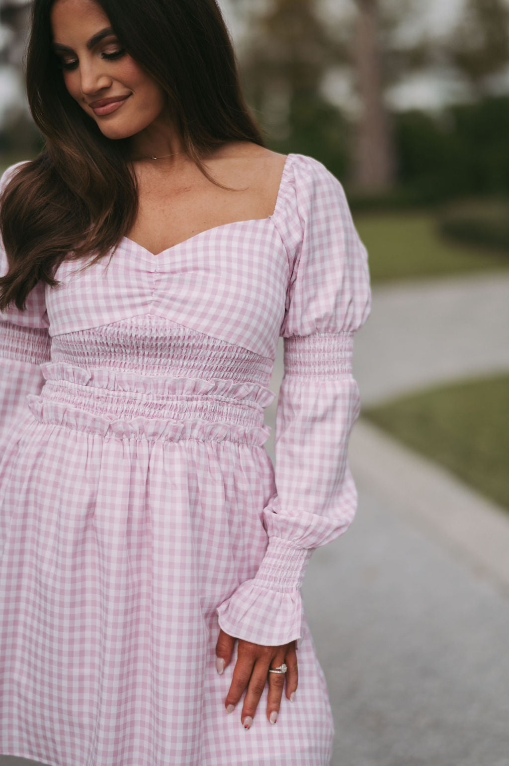 Sweeny Puff Sleeve Smocked Mini Dress- Pink/White