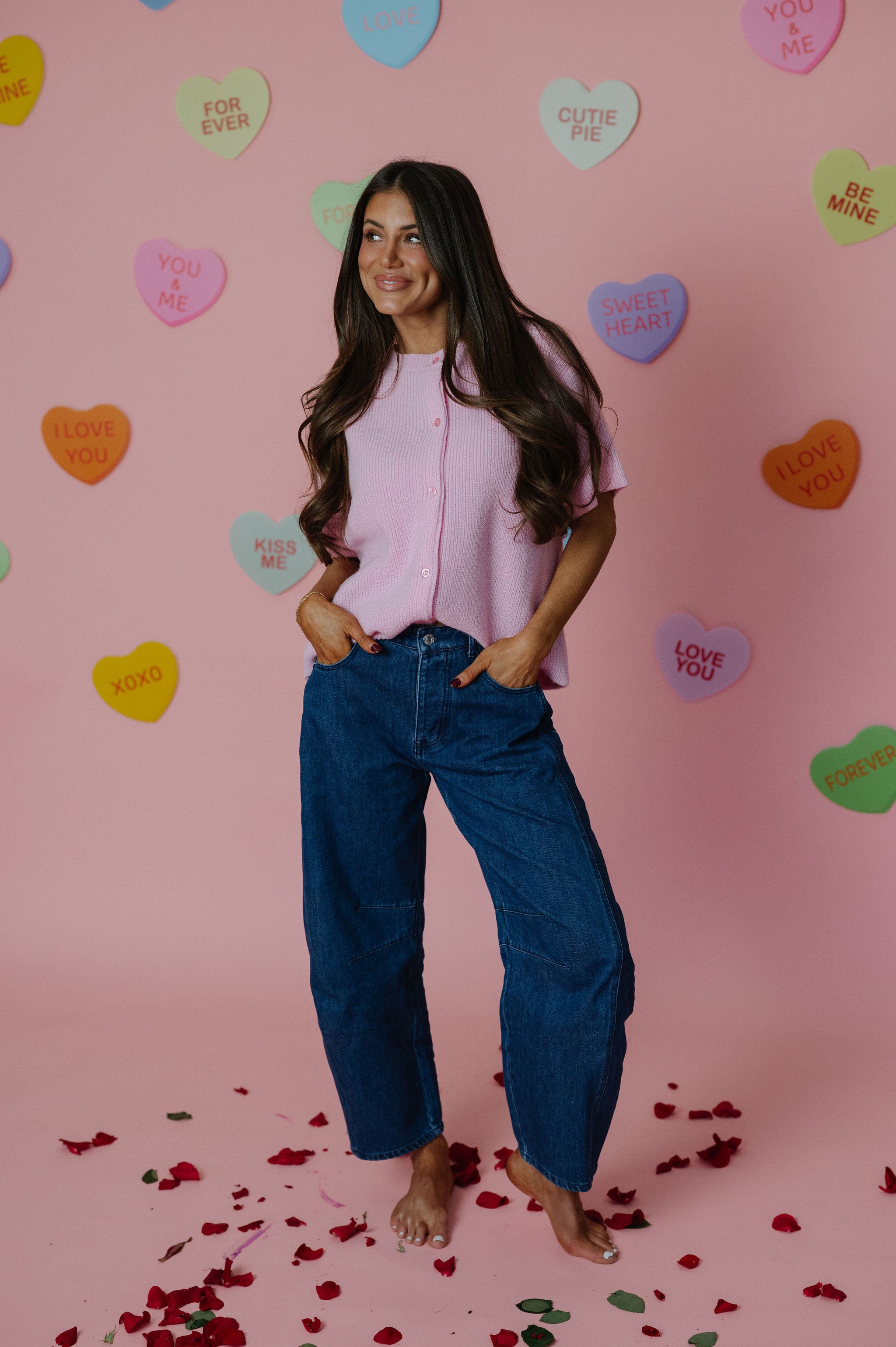 Angelina Button Up Sweater-Pink