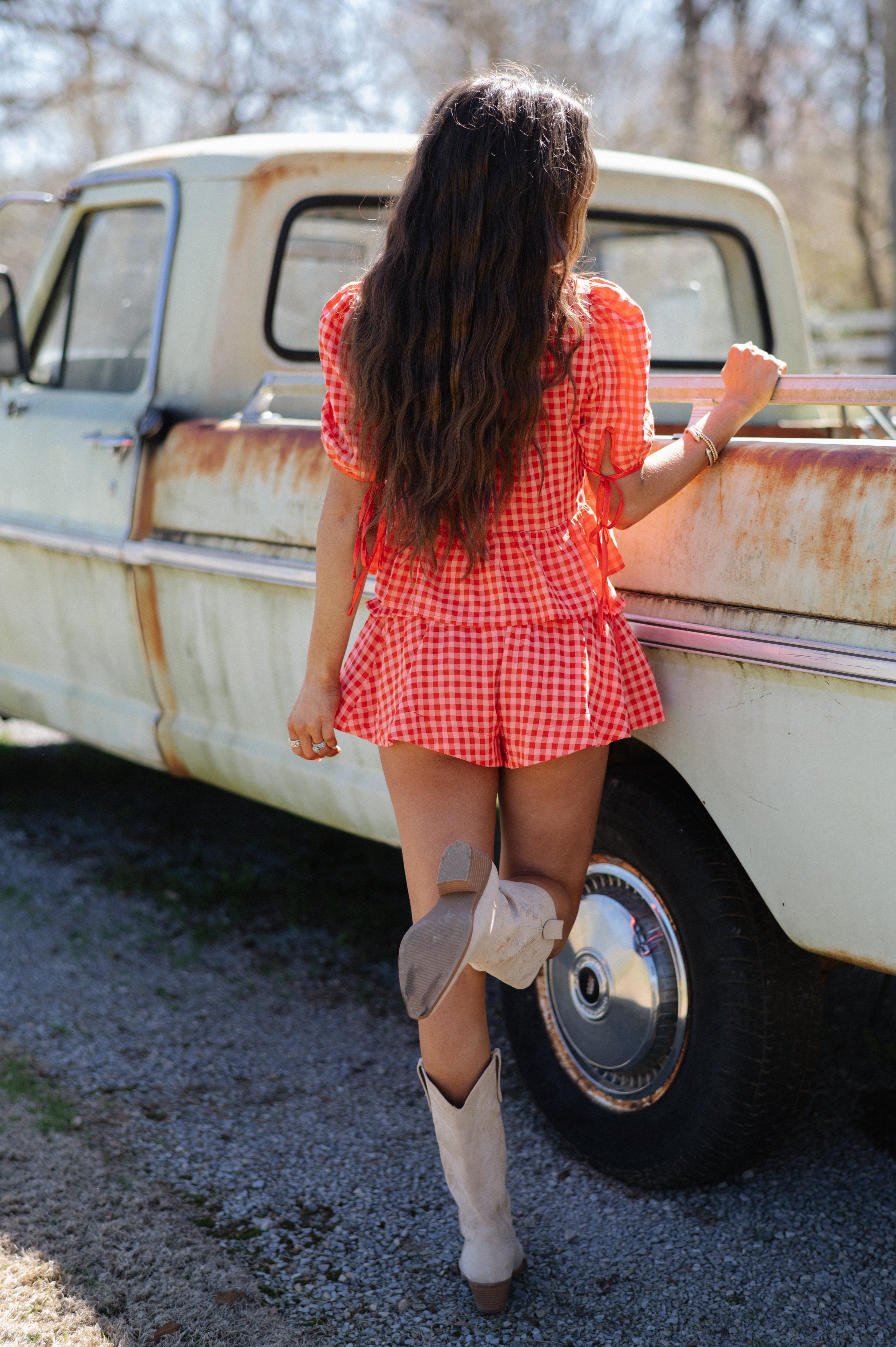 Ramey Plaid Shorts Set-Red