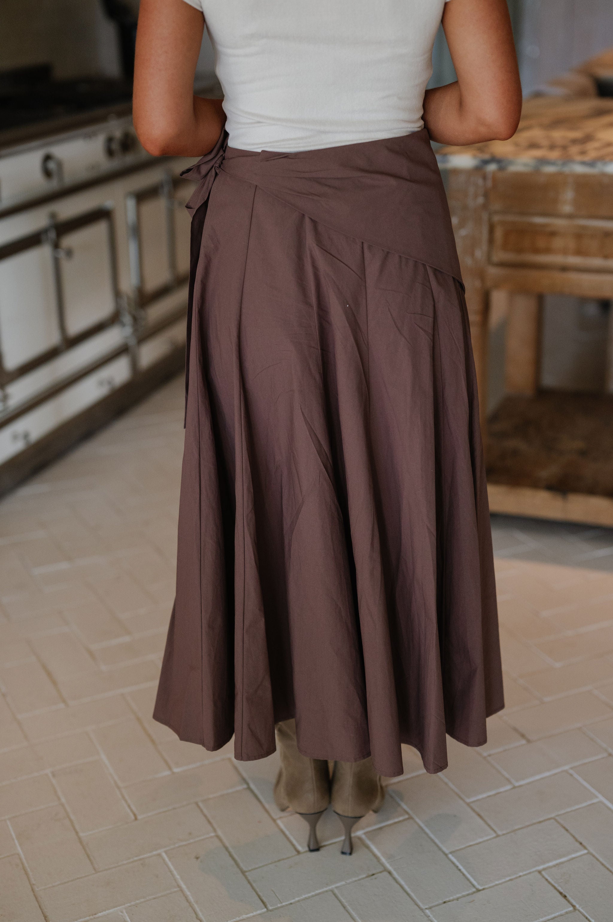 Cali Midi Skirt-Brown