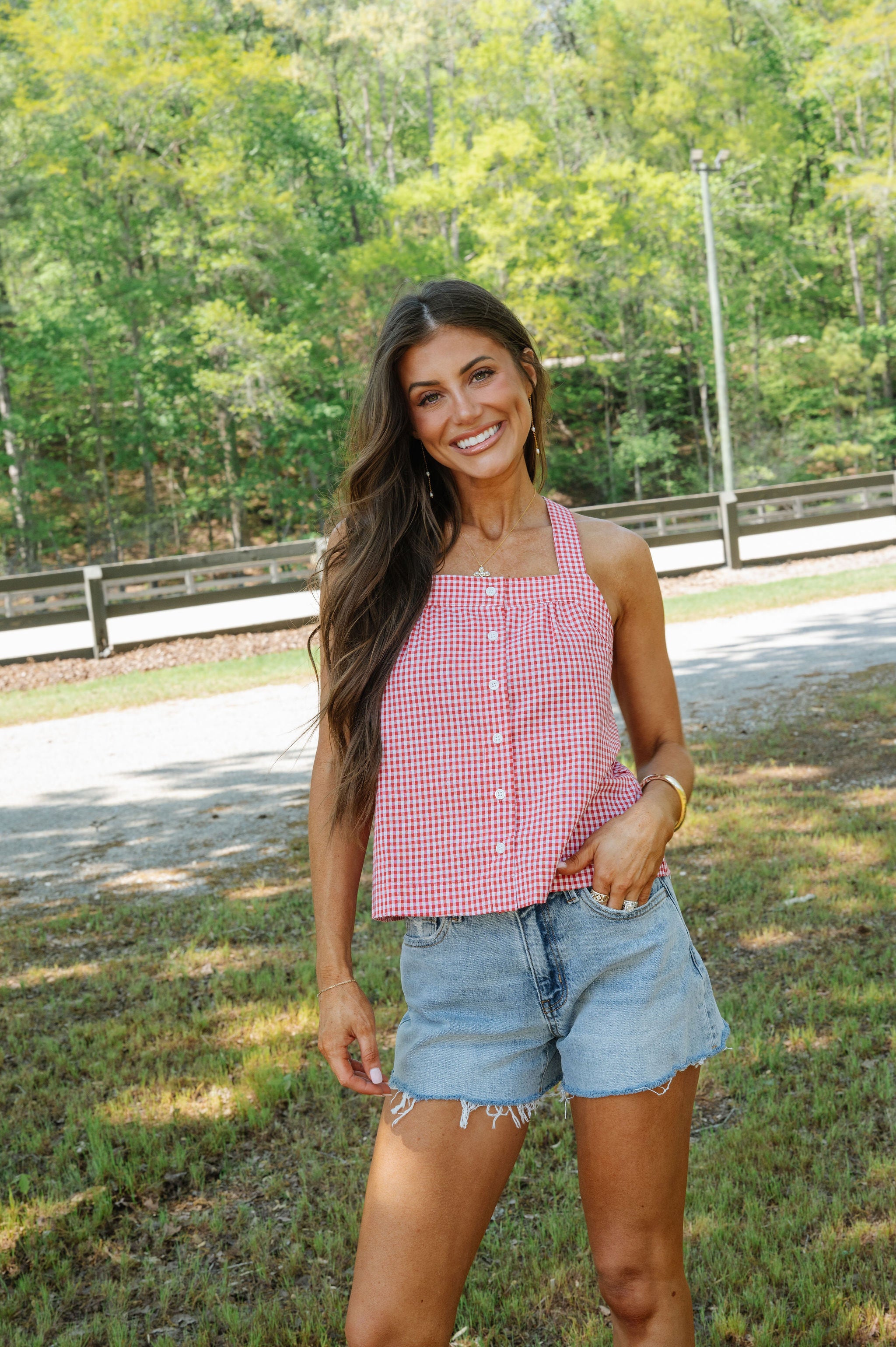 Lucy High Rise Distressed Hem Shorts