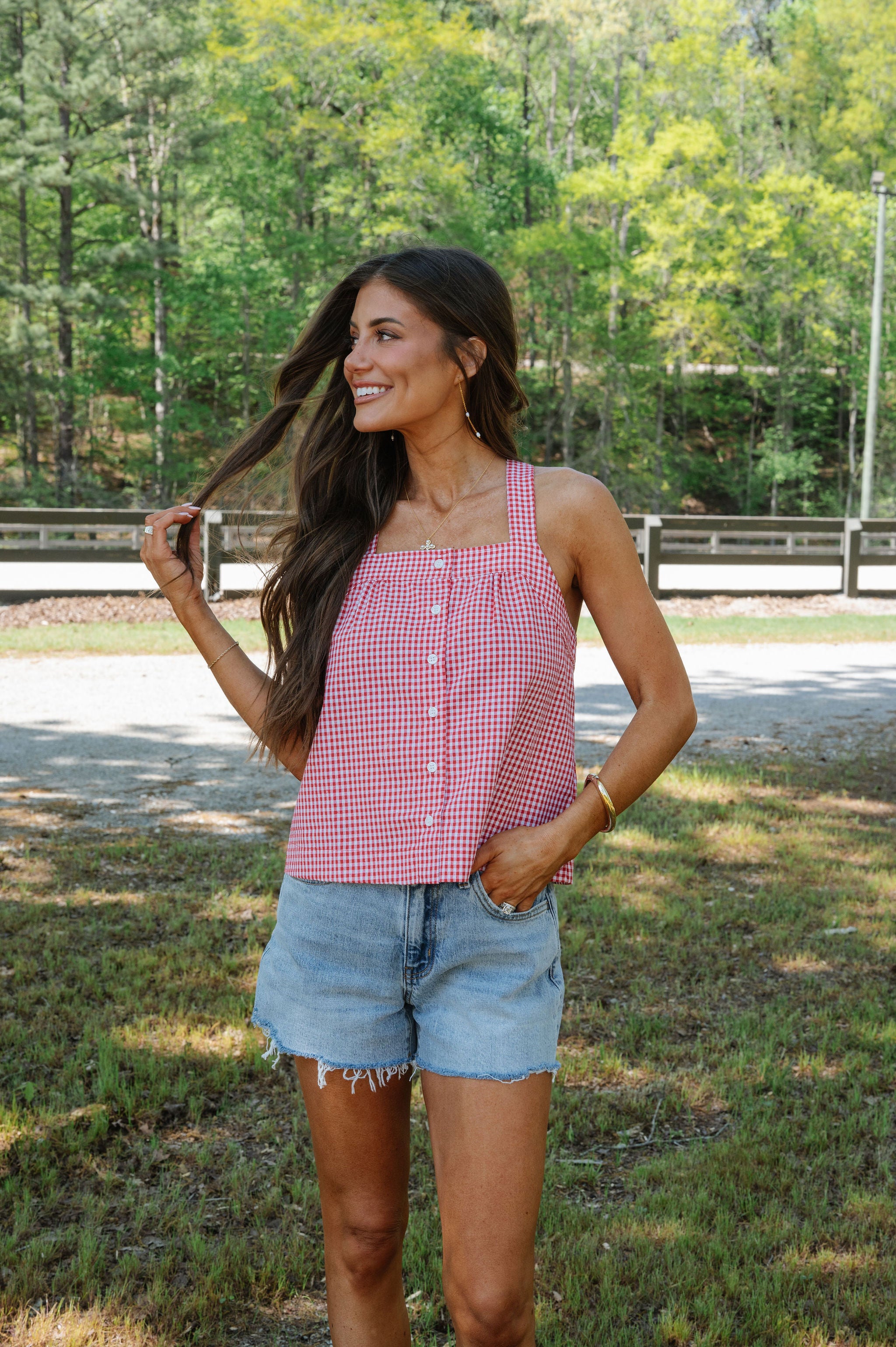Lucy High Rise Distressed Hem Shorts