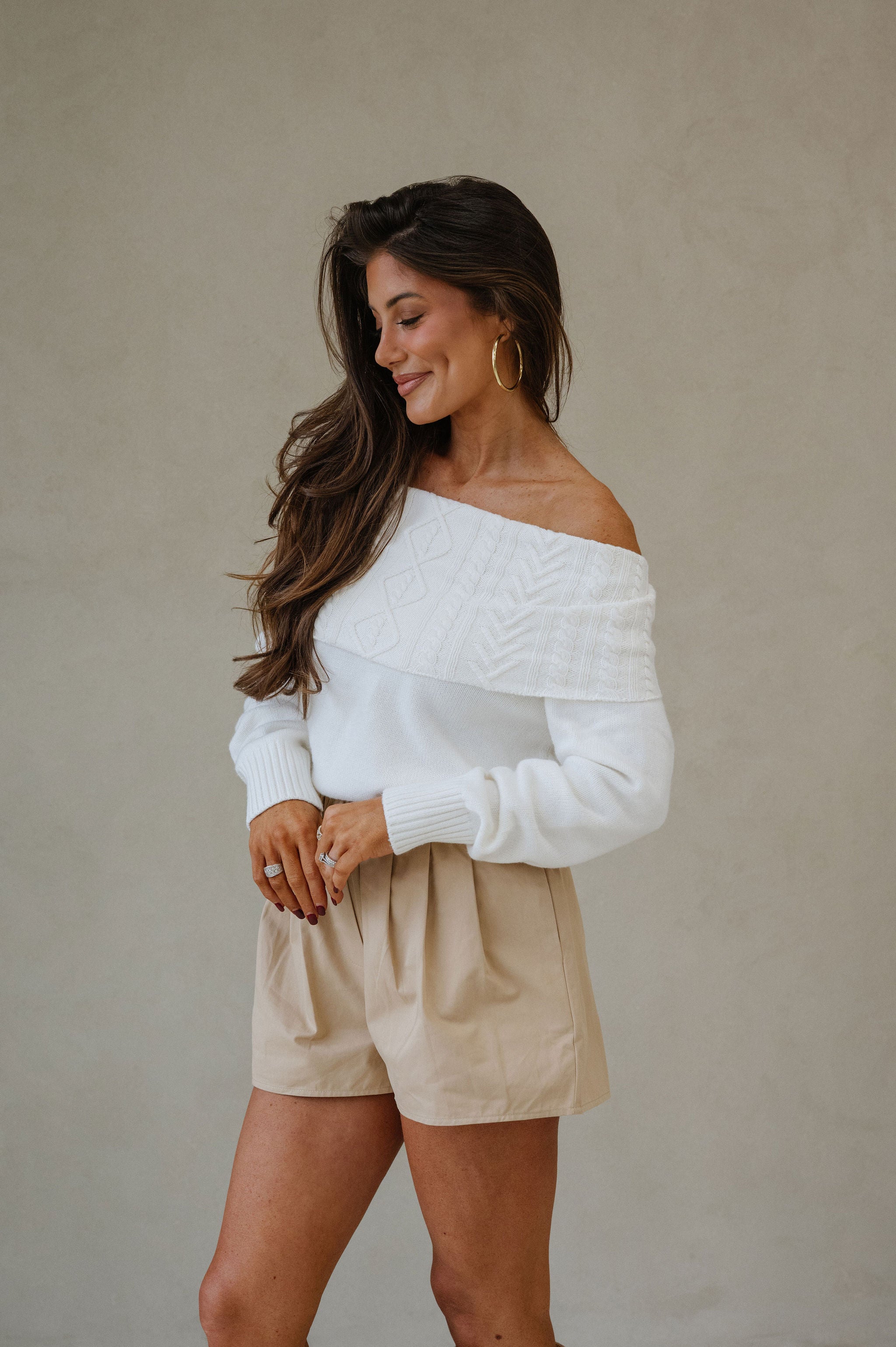 Claire Pleated Wide Leg Shorts-Sand