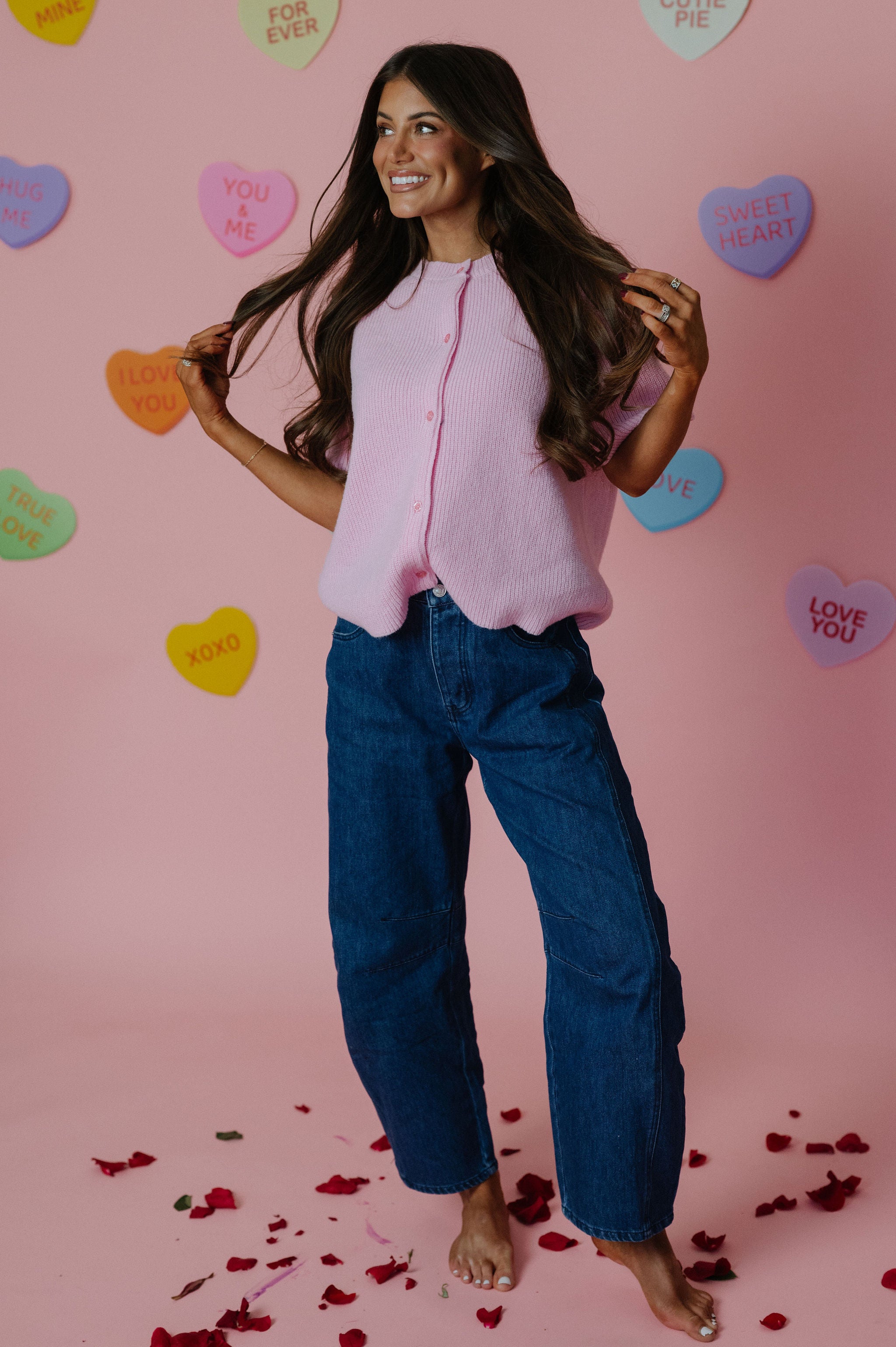 Angelina Button Up Sweater-Pink