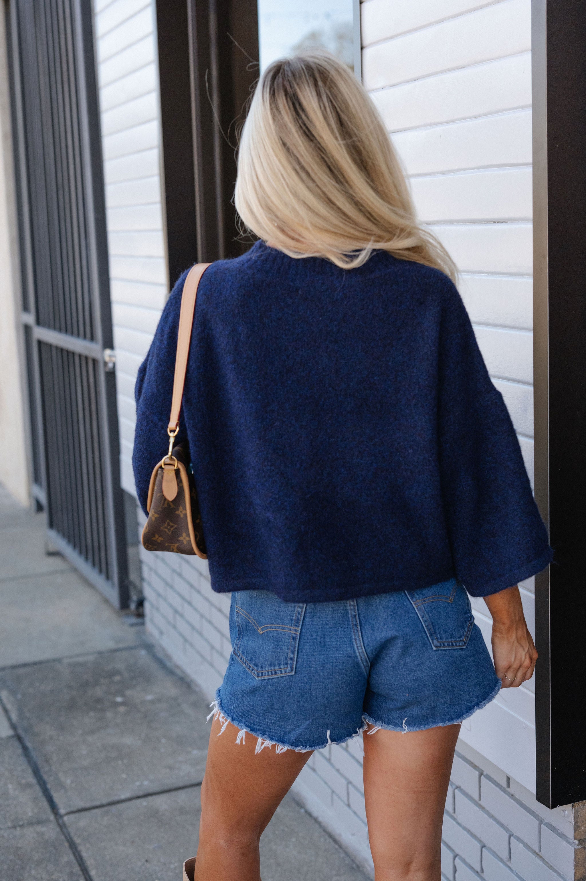 Eleanor Wide Sleeve Cardigan-Navy